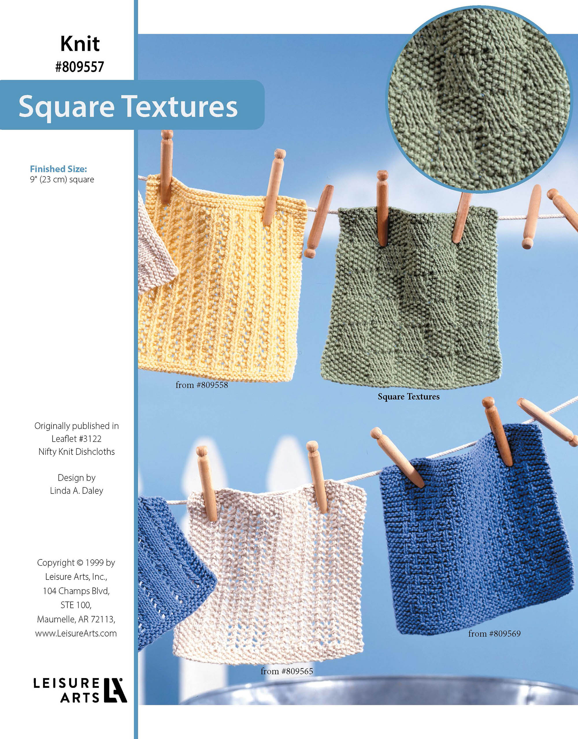 Leisure Arts Nifty Knit Dishcloth Square Textures ePattern