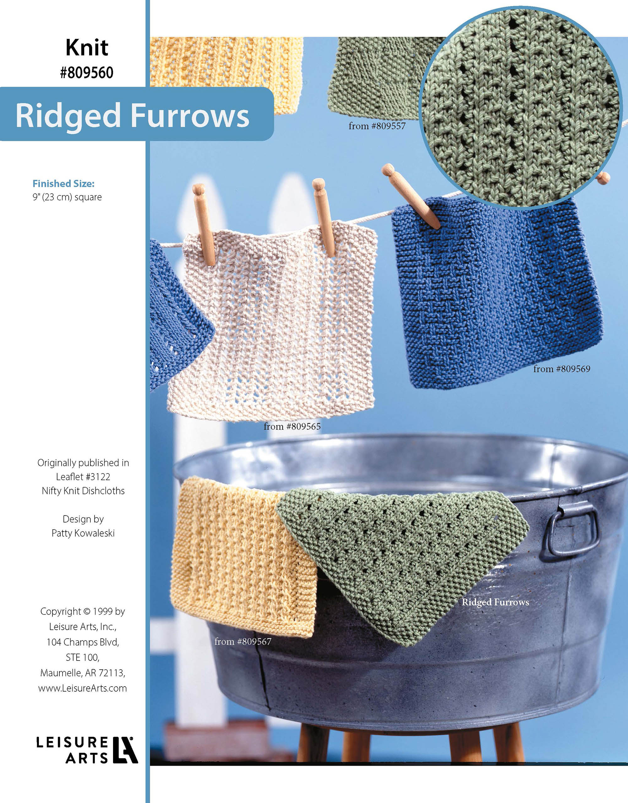 Leisure Arts Nifty Knit Dishcloth Ridged Furrows ePattern