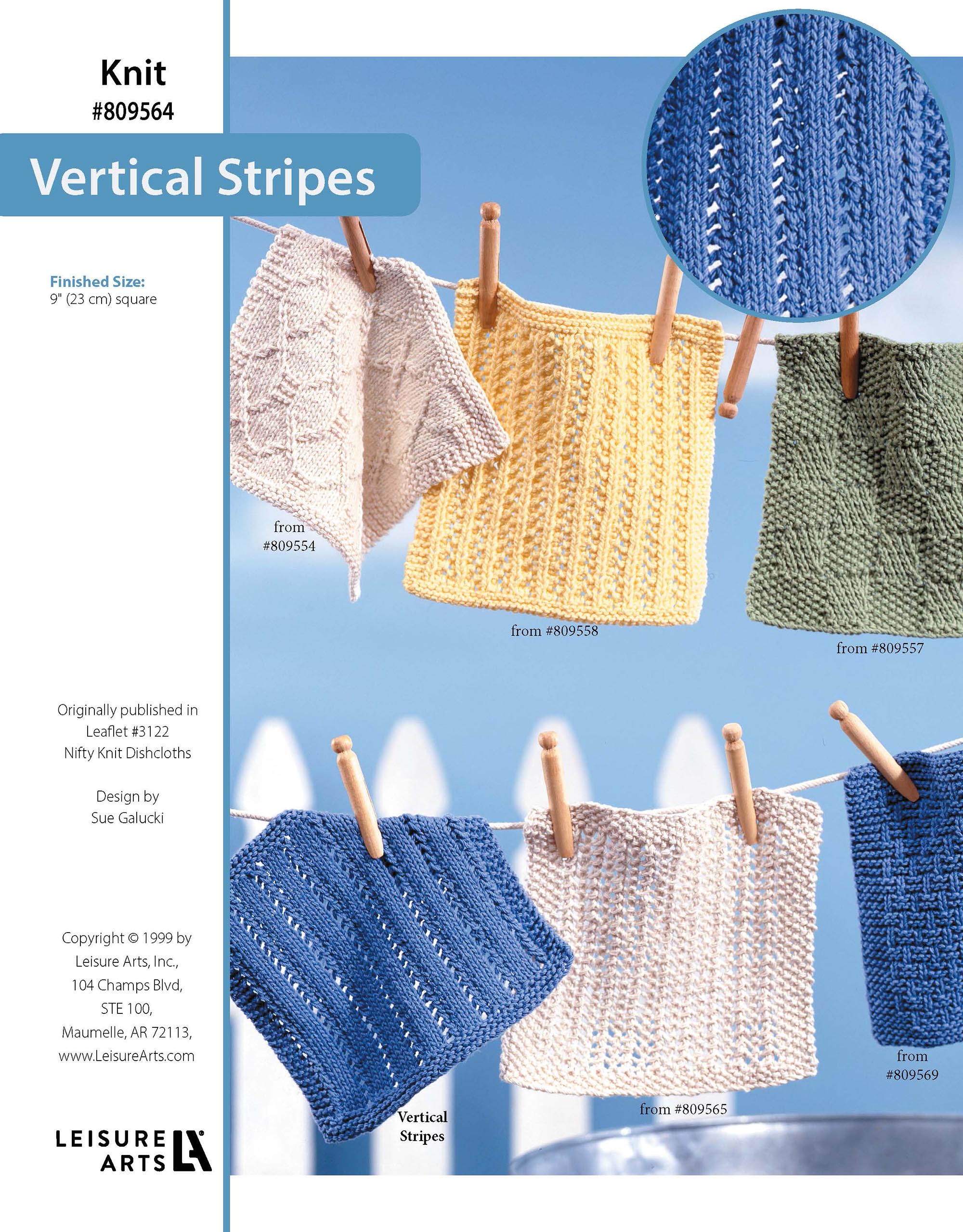 Leisure Arts Nifty Knit Dishcloth Vertical Stripes ePattern
