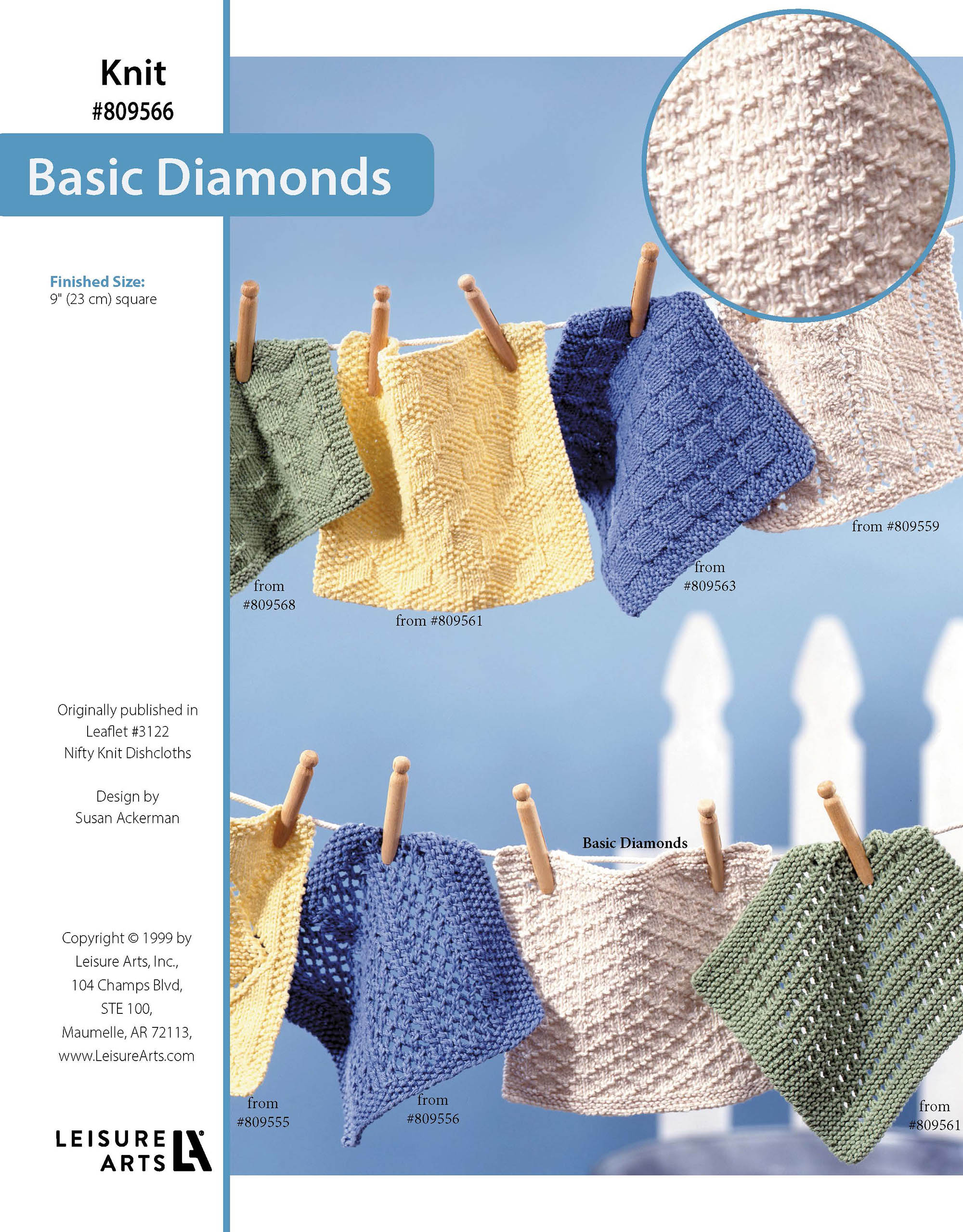 Leisure Arts Nifty Knit Dishcloth Basic Diamonds ePattern