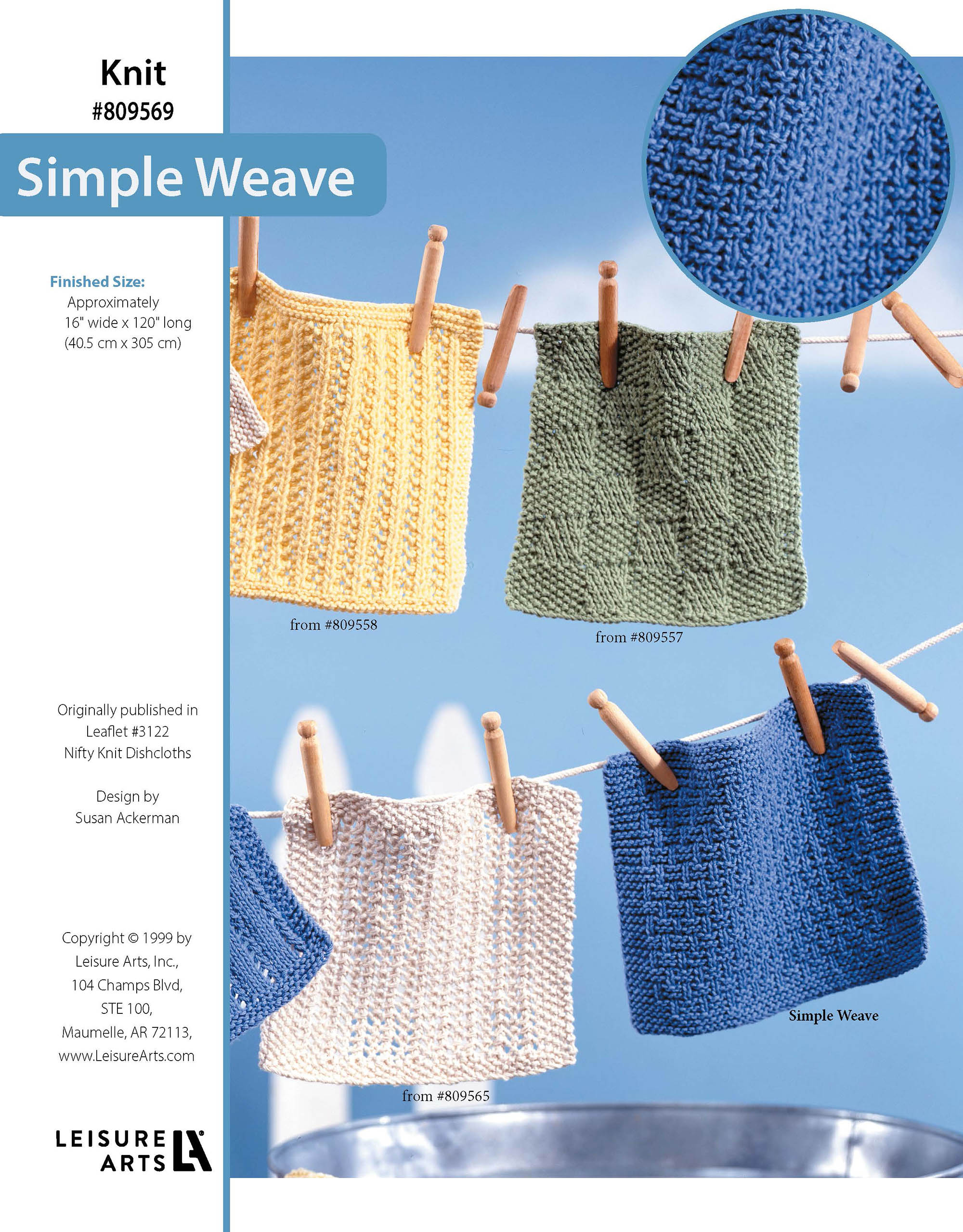 Leisure Arts Nifty Knit Dishcloth Simple Weave ePattern