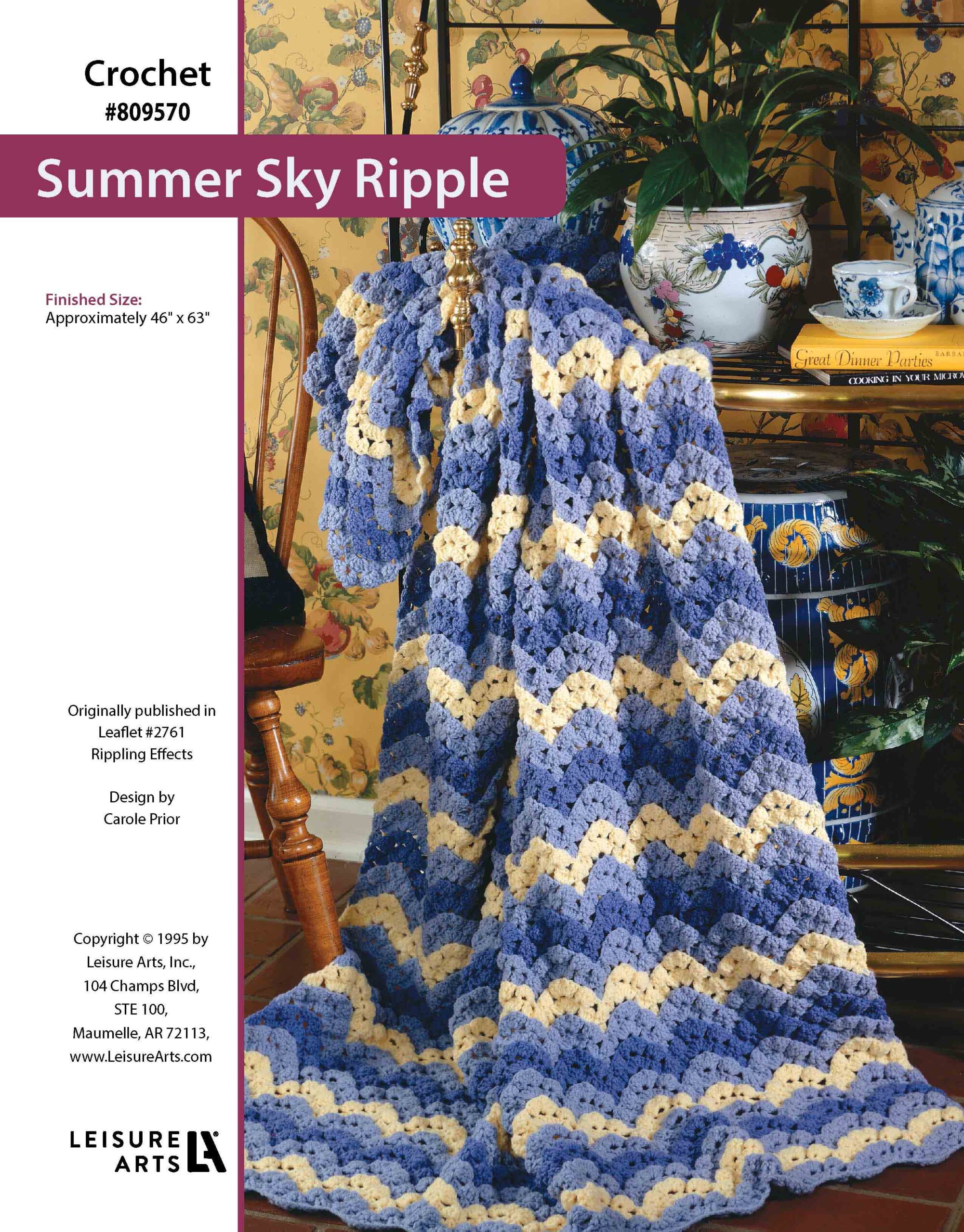 Leisure Arts Rippling Effects Summer Sky Ripple Afghan Crochet ePattern