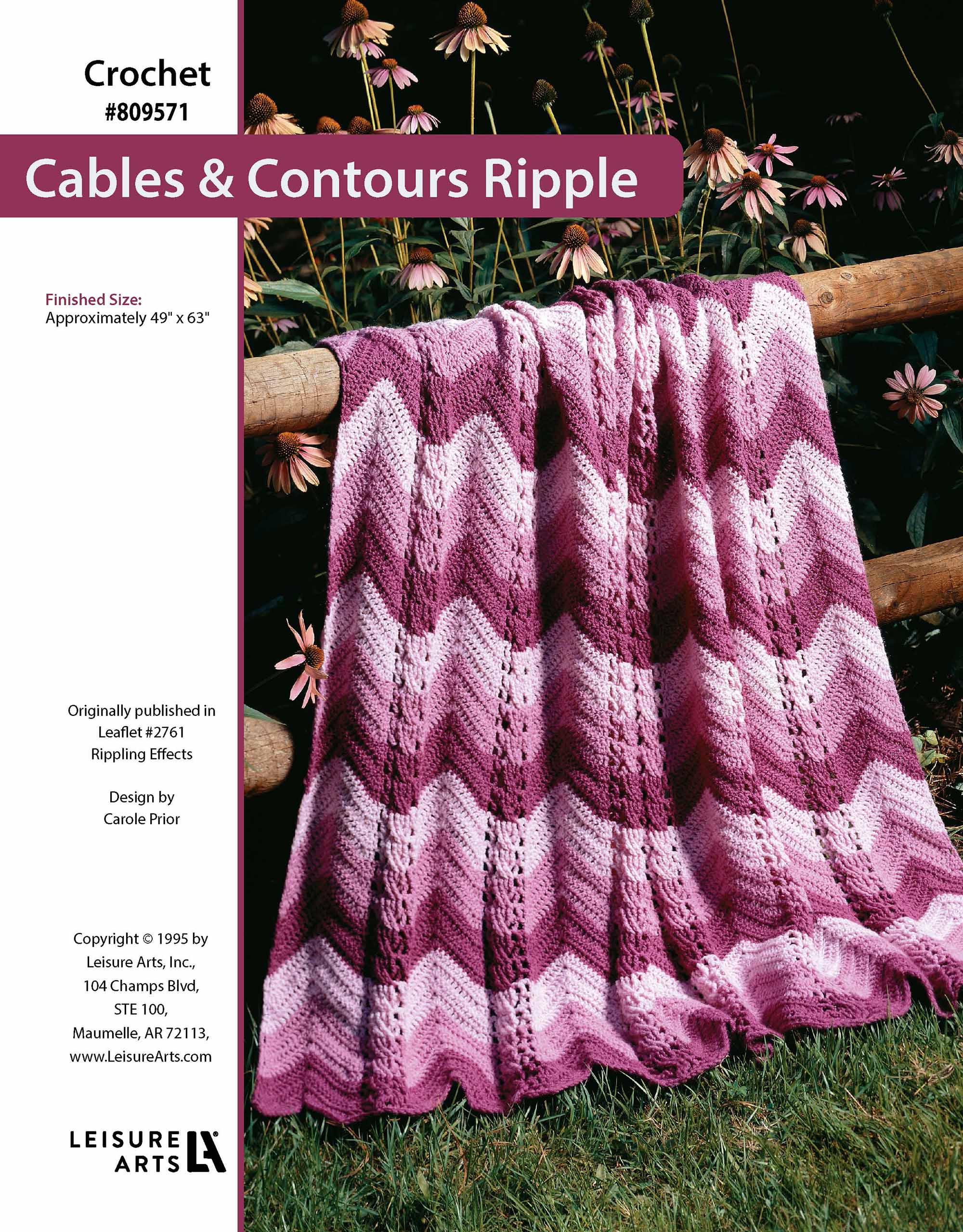 Leisure Arts Rippling Effects Cables Contours Ripple Afghan Crochet ePattern