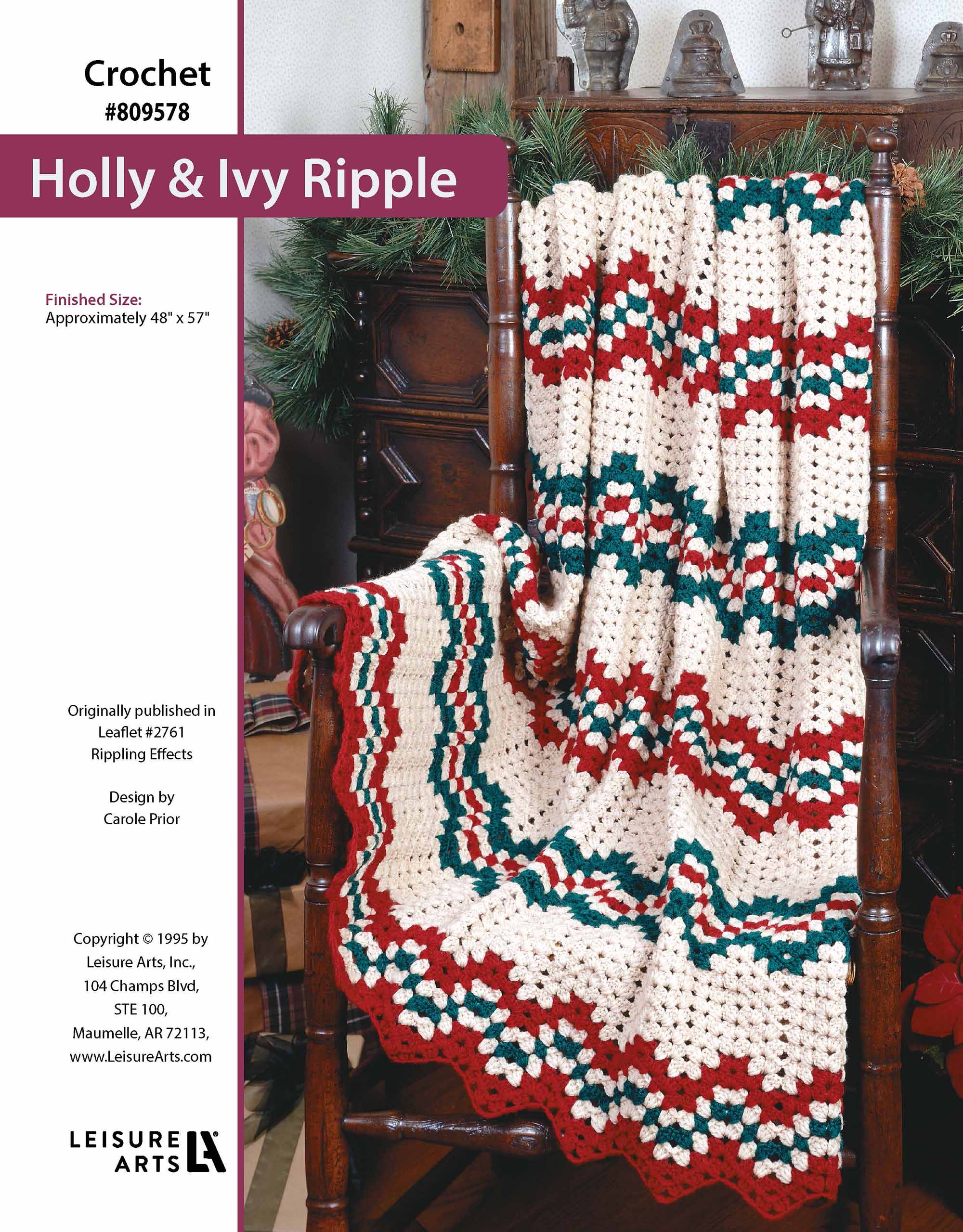 Leisure Arts Rippling Effects Holly Ivy Ripple Afghan Crochet ePattern