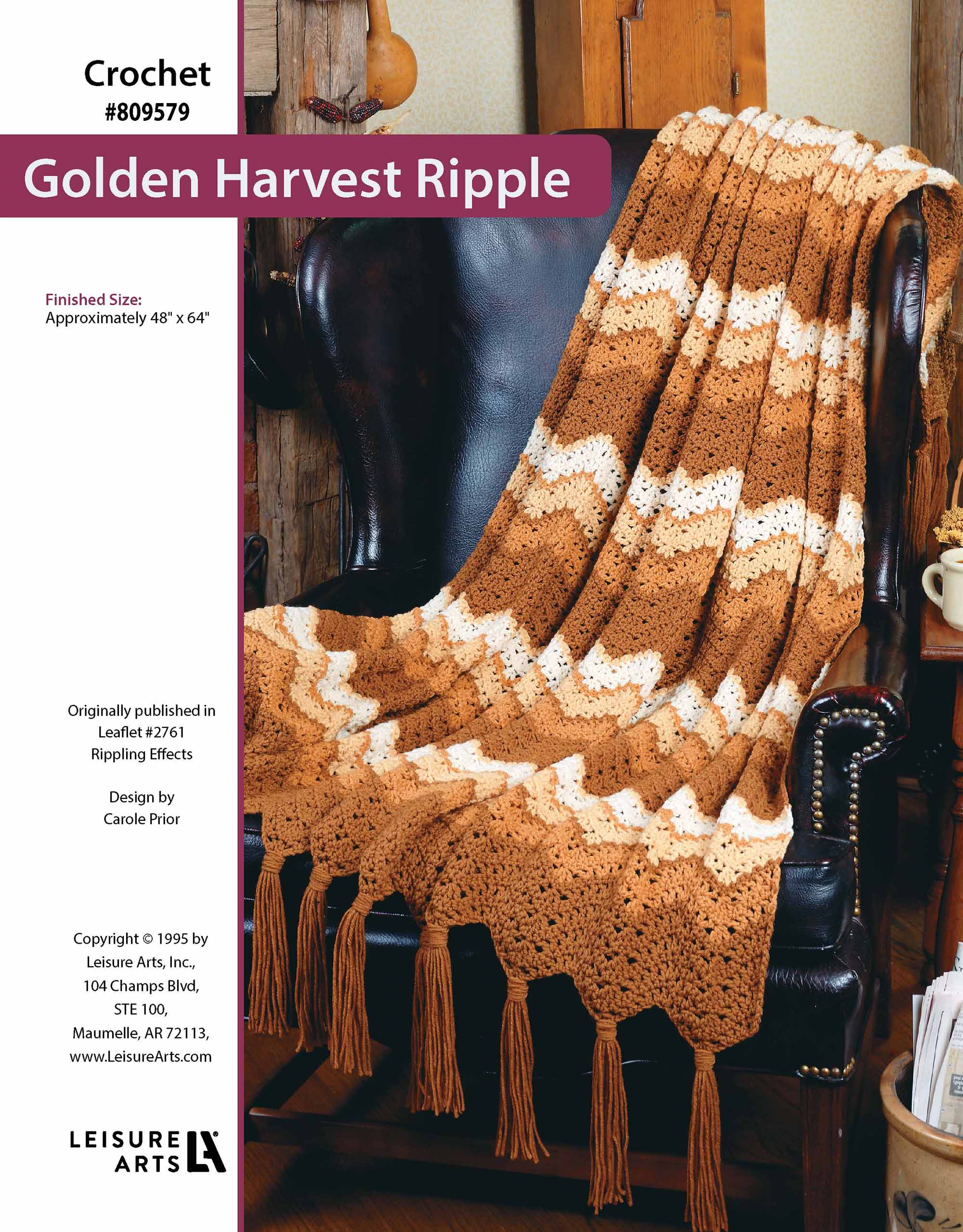 Leisure Arts Rippling Effects Golden Harvest Ripple Afghan Crochet ePattern