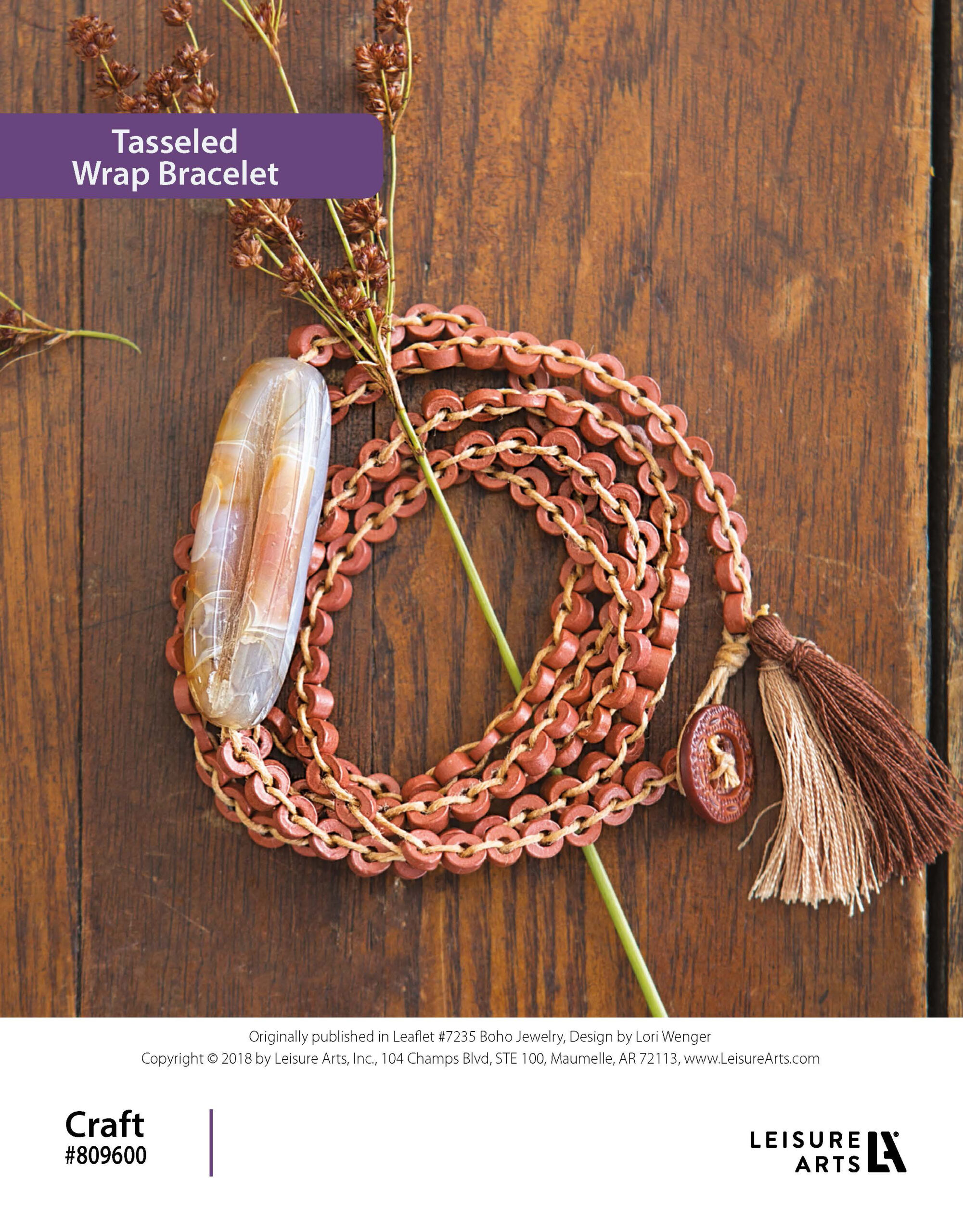 Leisure Arts Boho Jewelry Tasseled Wrap Bracelet ePattern