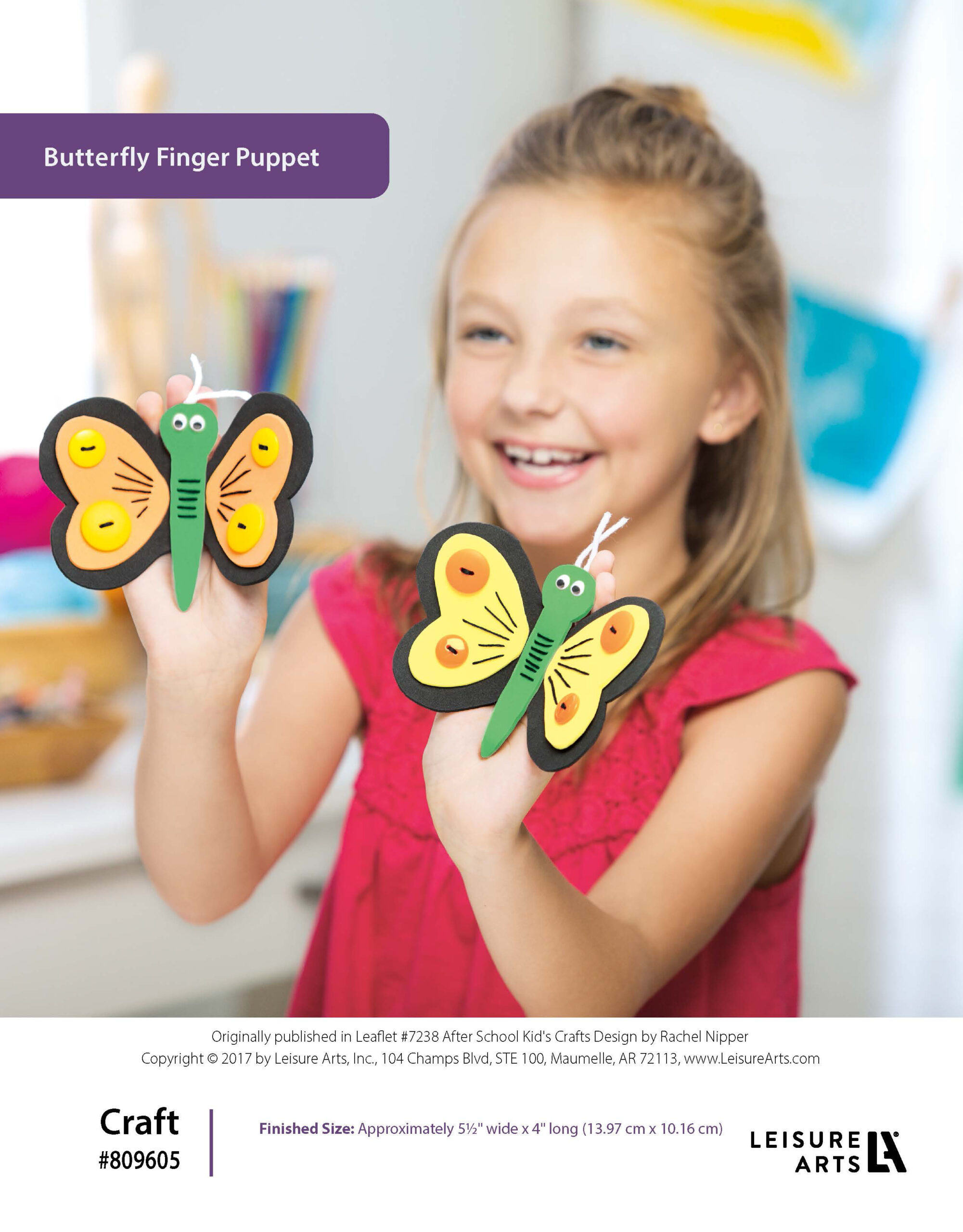 Leisure Arts AfterSchool Kids Crafts Butterfly Finger Puppet ePattern