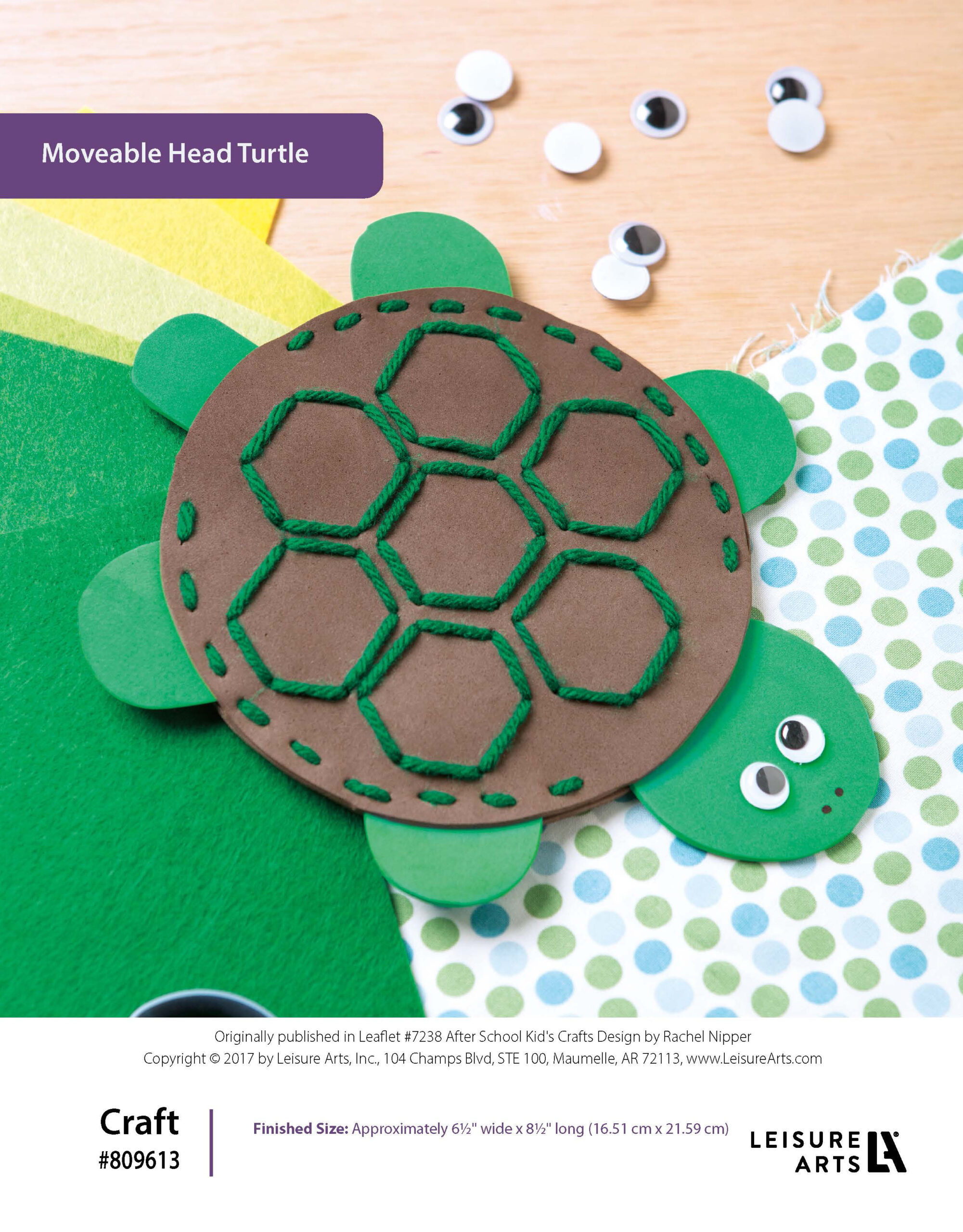 Leisure Arts AfterSchool Kids Crafts Movable Head Turtle ePattern