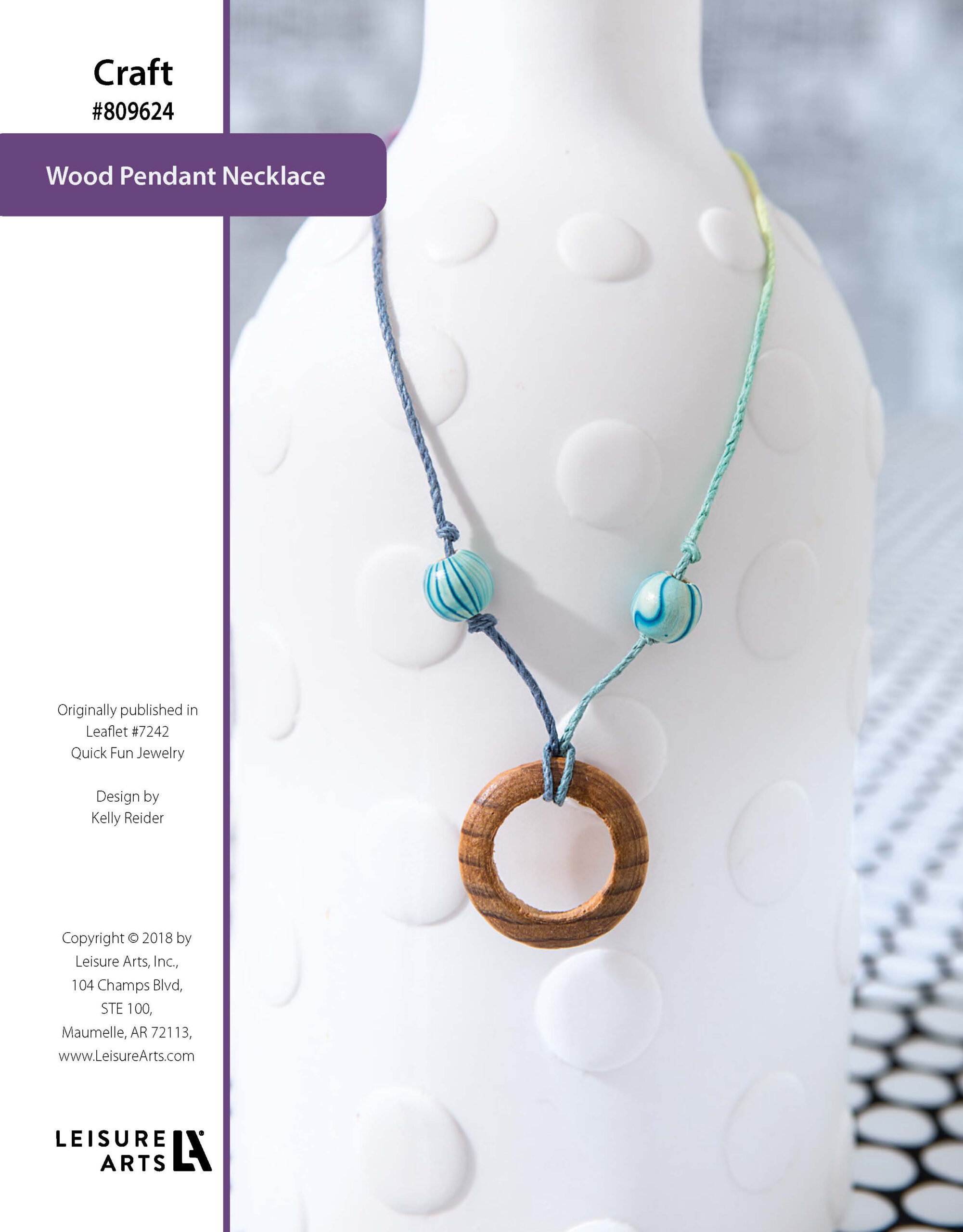 Leisure Arts Quick Fun Jewelry Wood Pendant Necklace ePatterns
