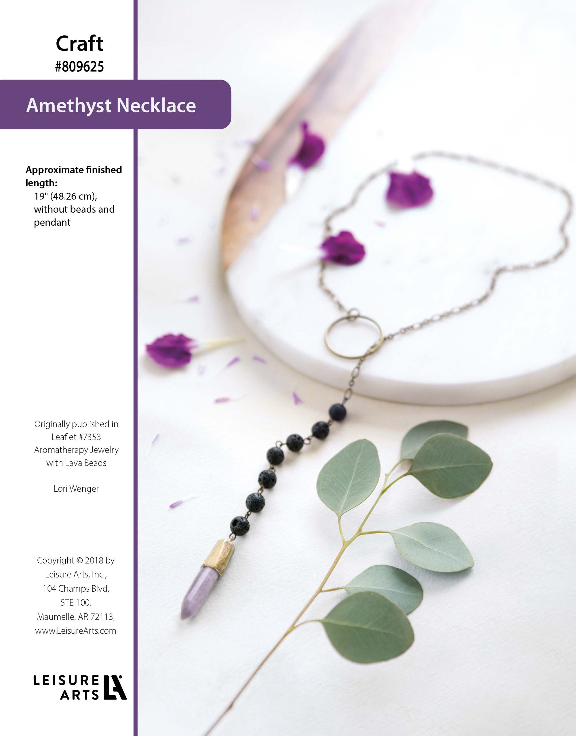 Leisure Arts ePattern Jewelry With Lava Beads Amethyst Necklace