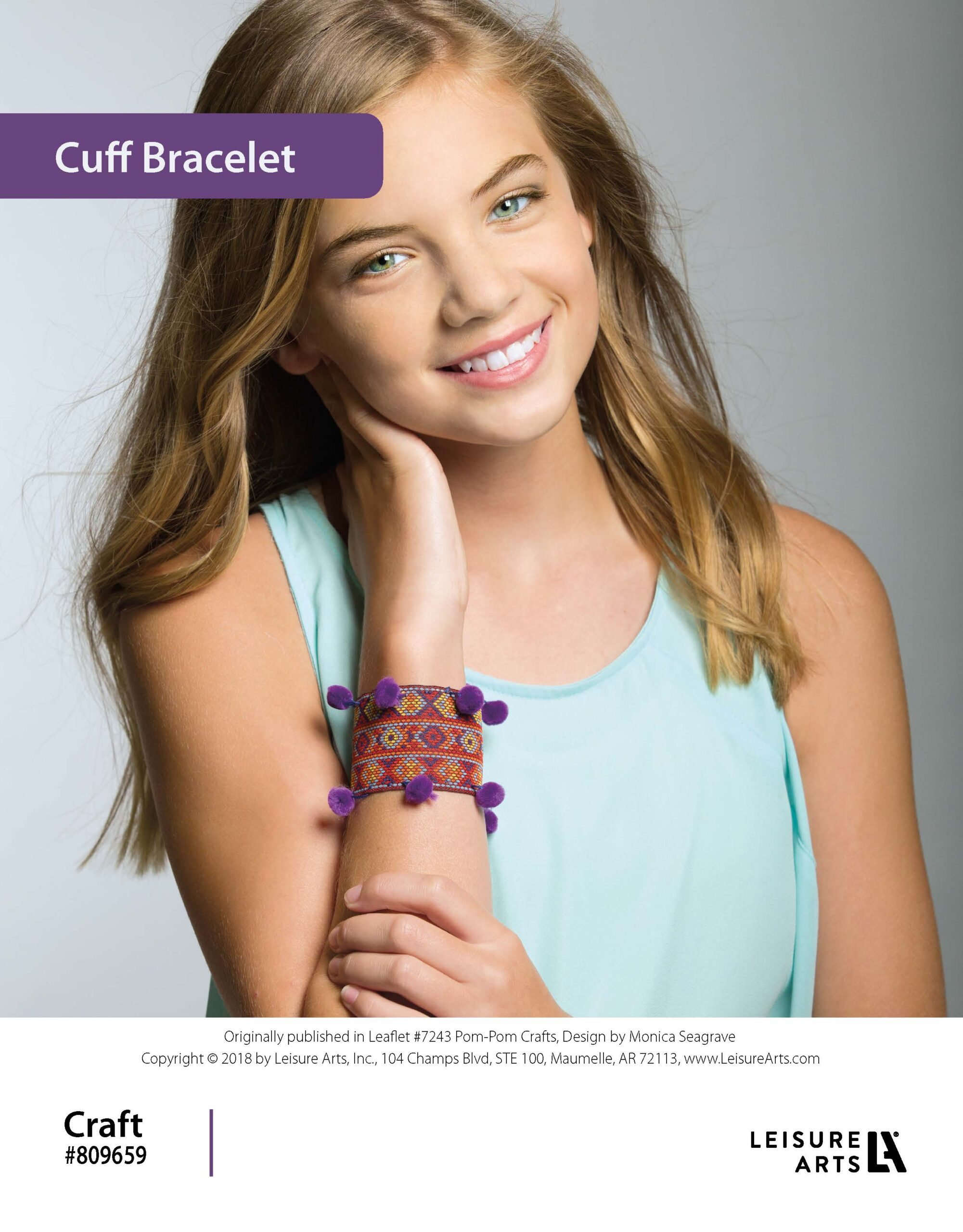 Leisure Arts ePattern Pom Pom Craft Cuff Bracelet
