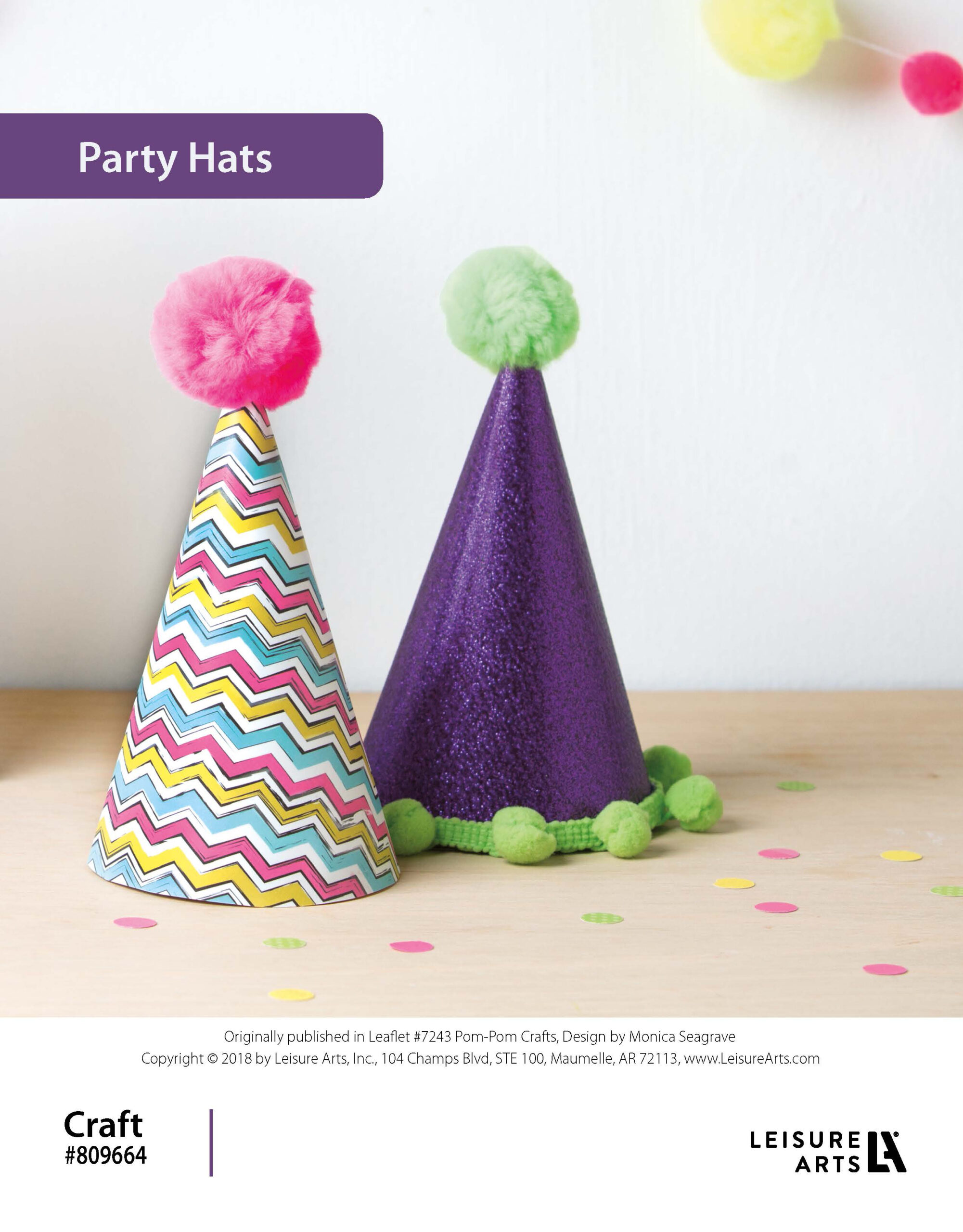 Leisure Arts ePattern Pom Pom Craft Party Hats