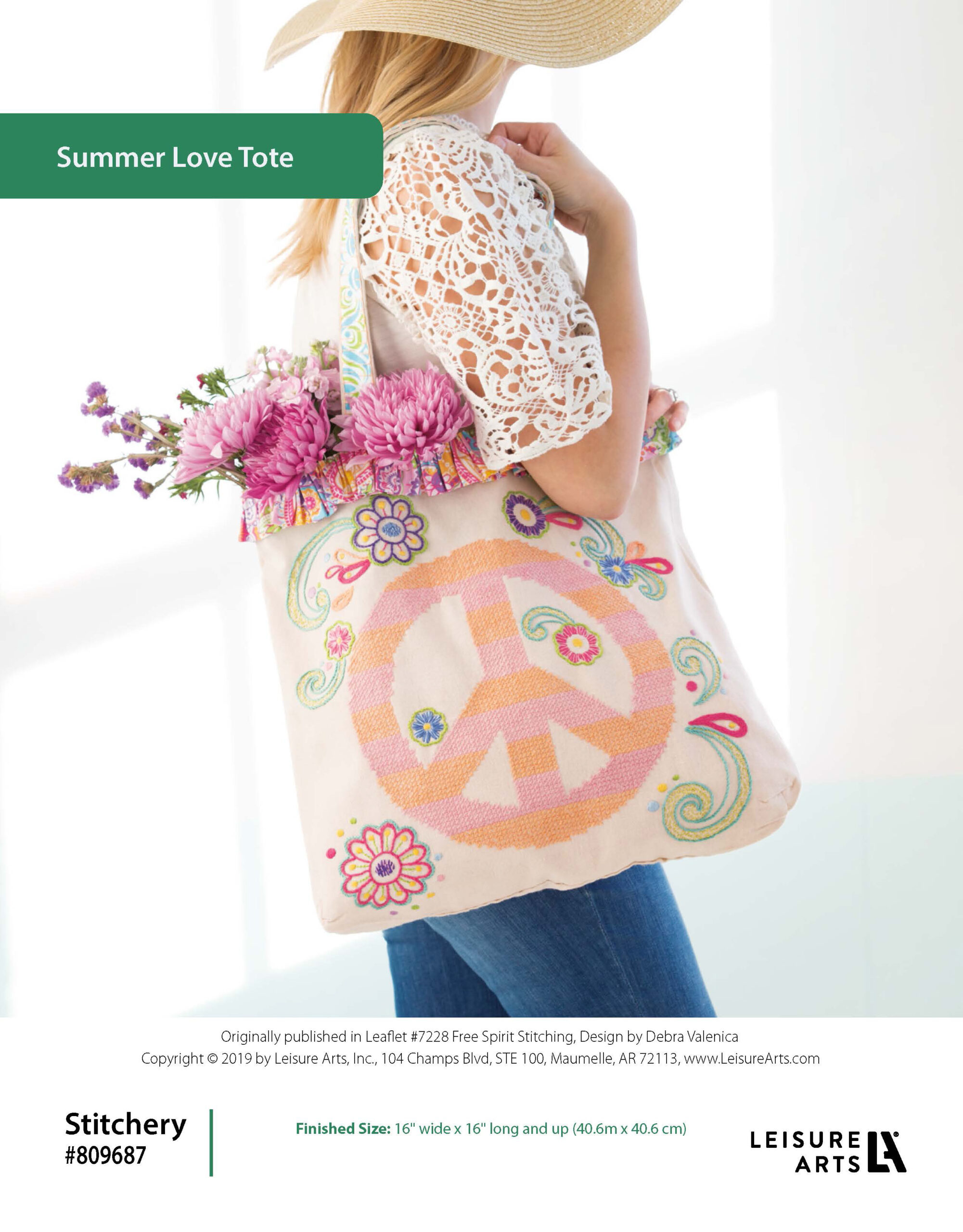 Leisure Arts Free Spirit Stitching Summer Love Tote Bag ePattern