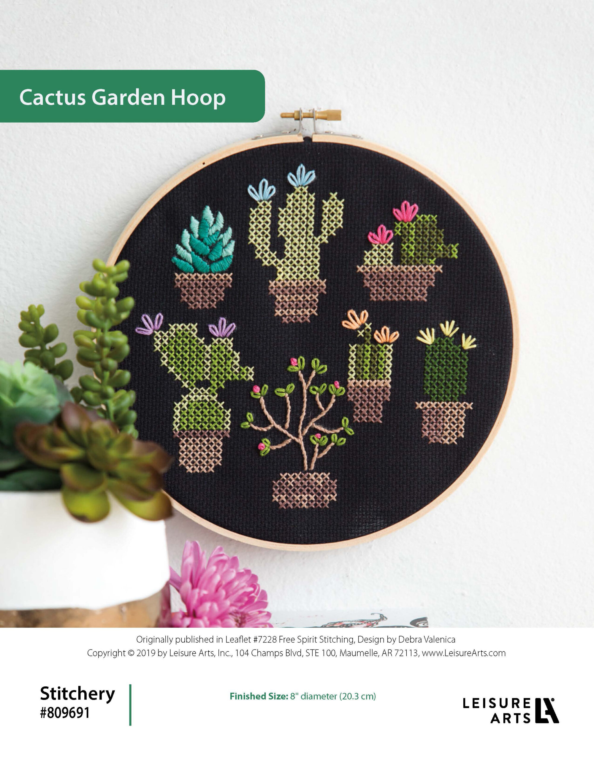 Leisure Arts Free Spirit Stitching Cactus Garden Hoop Art ePattern