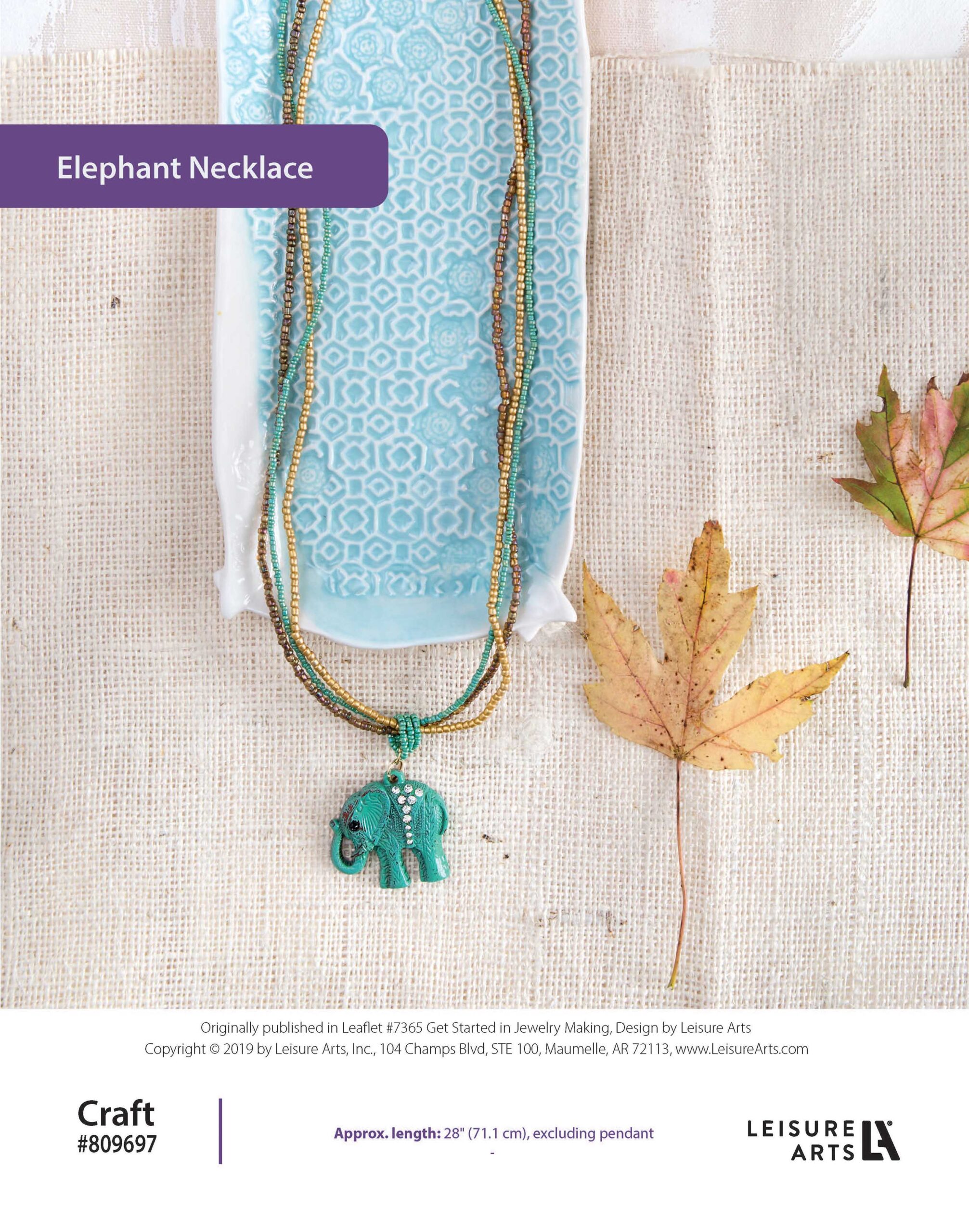 Leisure Arts Get Started In Jewelry Making Elephant Necklace ePattern