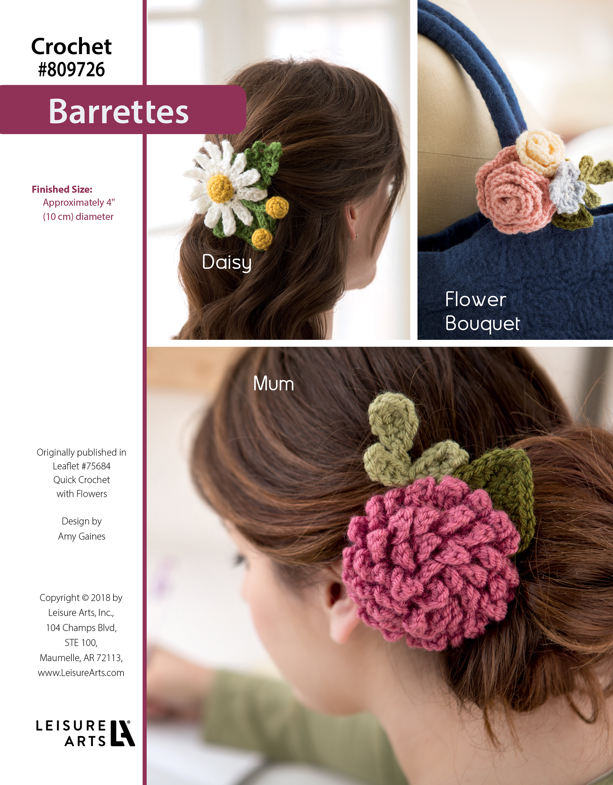 Leisure Arts ePattern Crochet Barrettes