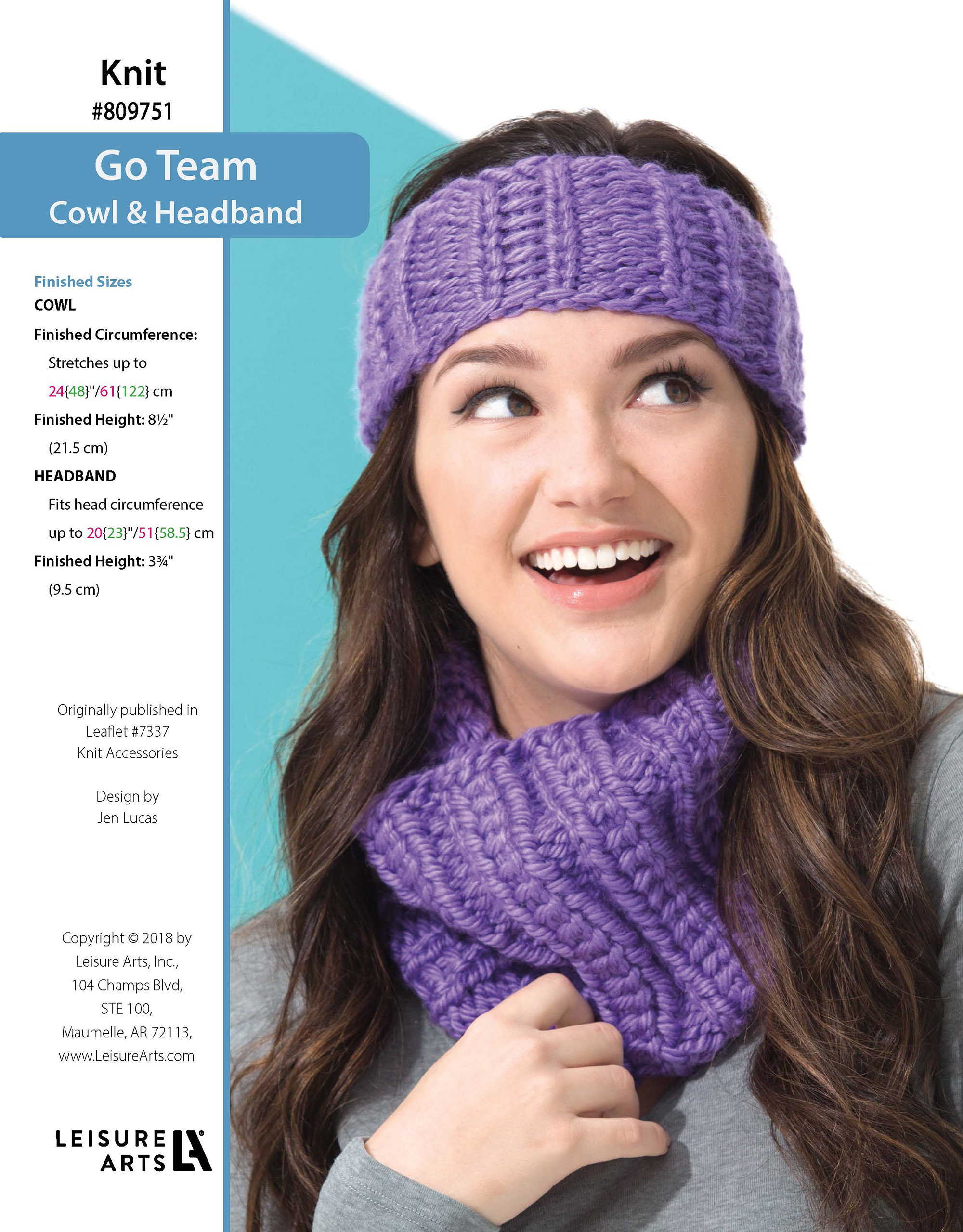 Leisure Arts Knit Accessories Go Team Cowl Headband ePattern