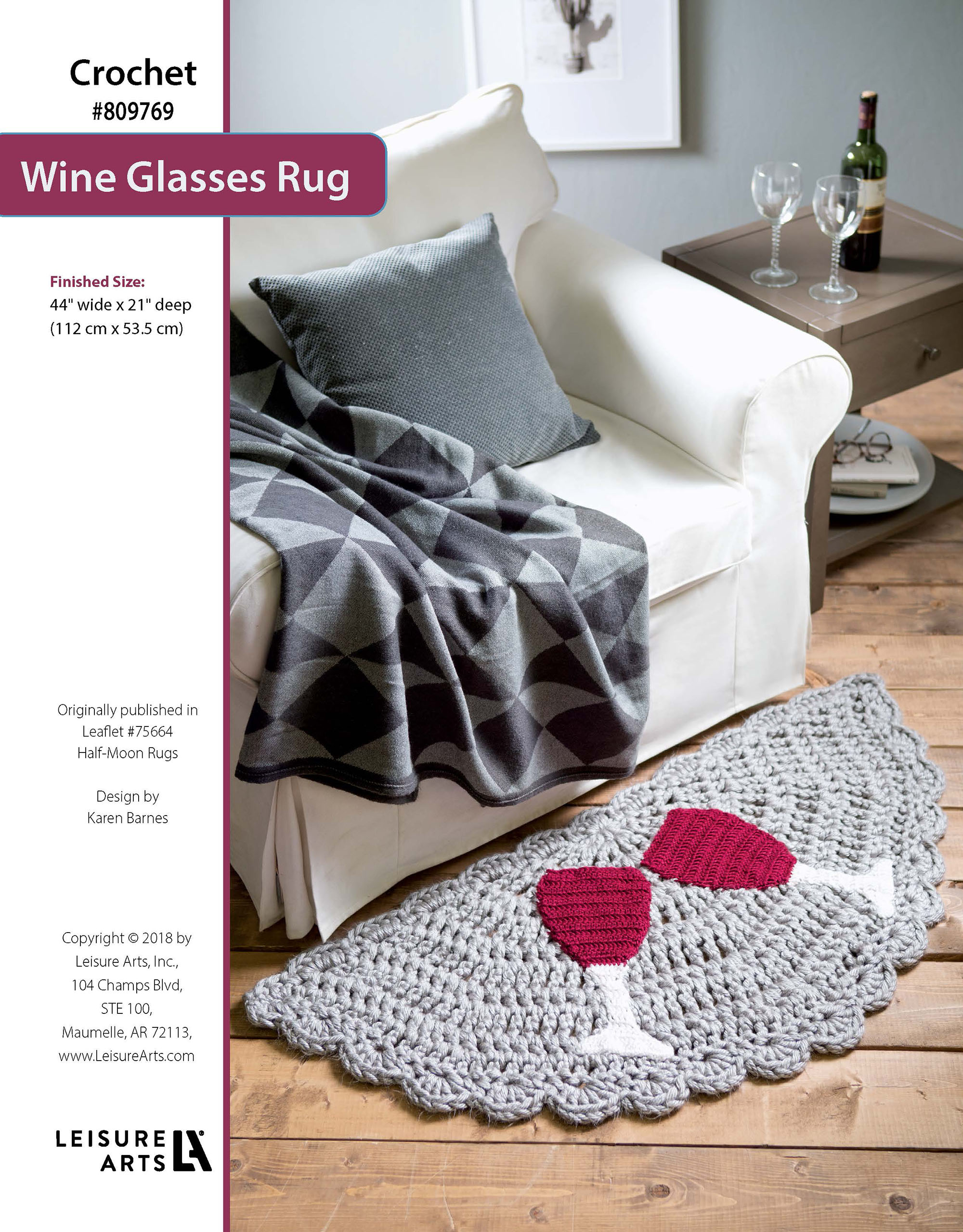 Leisure Arts Half Moon Rugs Wine Glasses Crochet ePattern