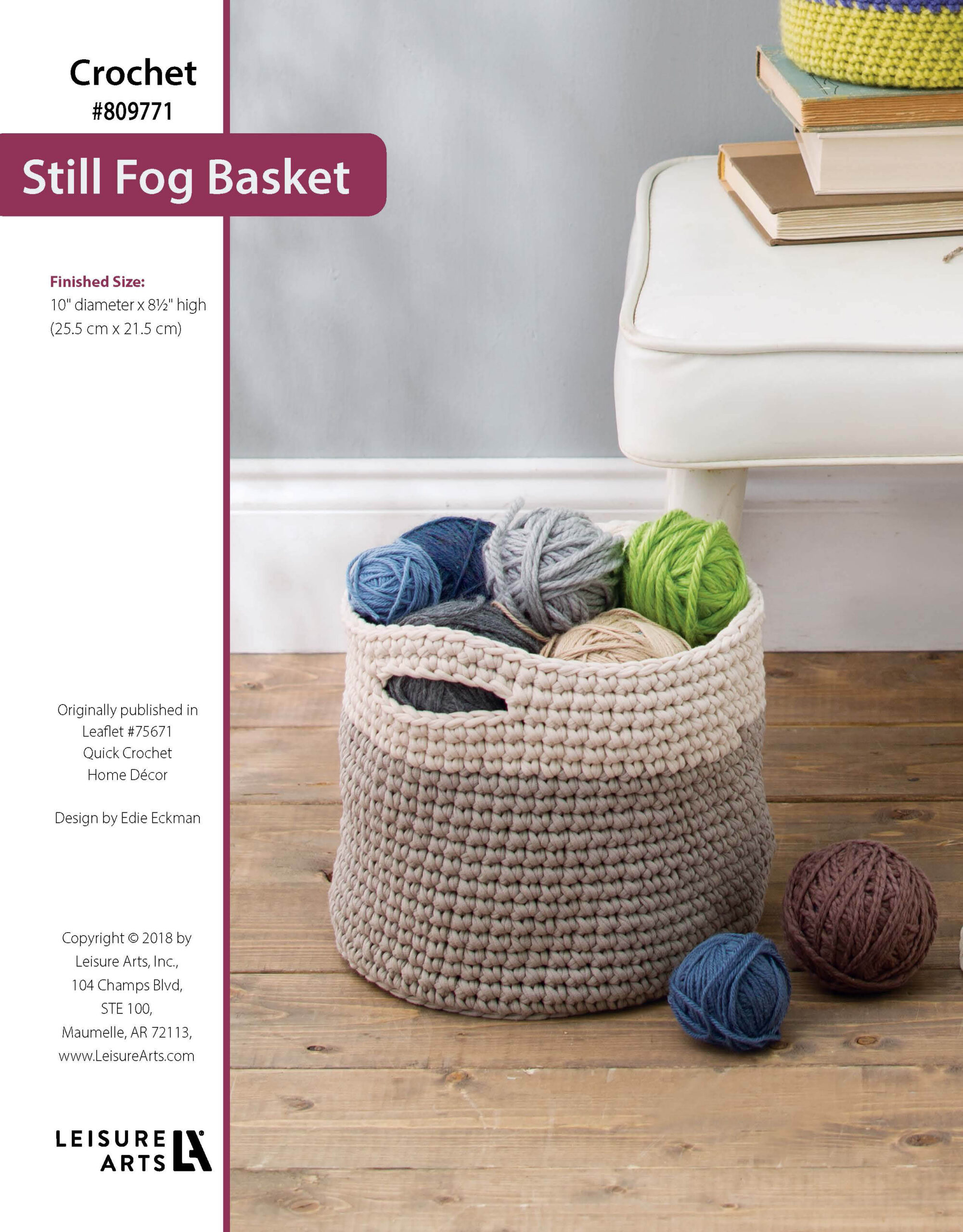 Leisure Arts Quick Crochet Home Decor Still Fog Basket ePattern