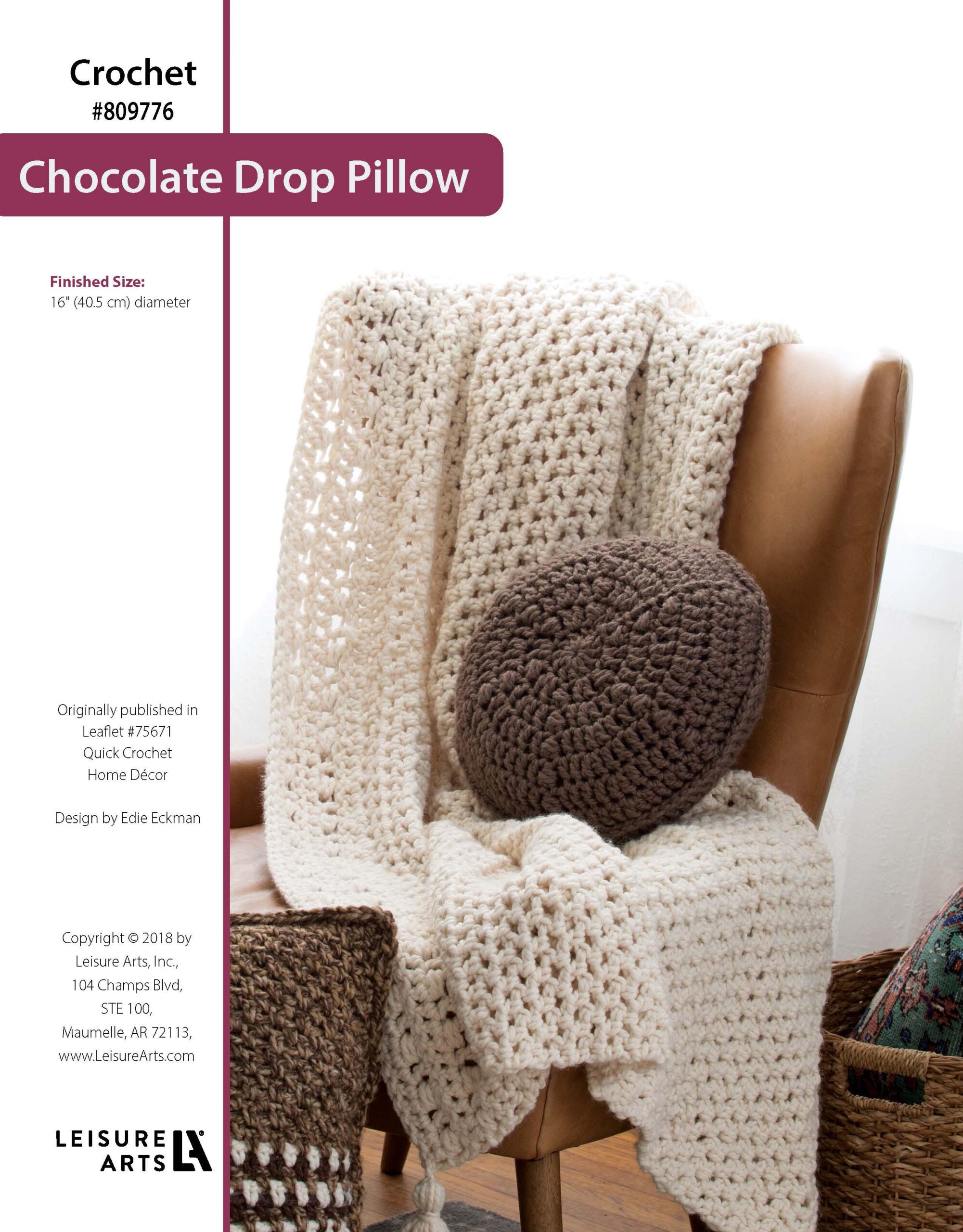 Leisure Arts Quick Crochet Home Decor Chocolate Drop Pillow ePattern