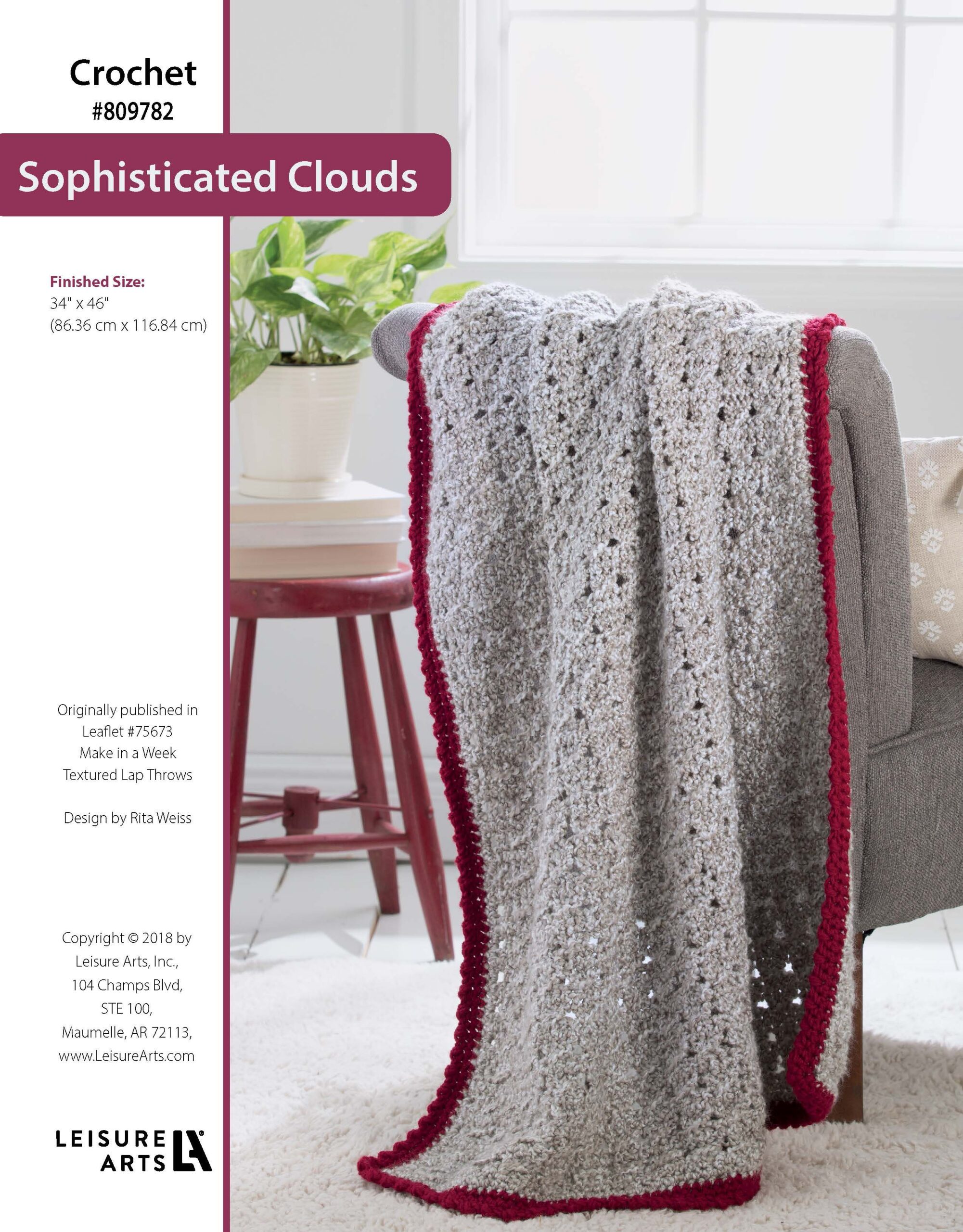 Leisure Arts Make in a Weekend Textured Lap Throws Sophisticated Clouds Crochet ePattern