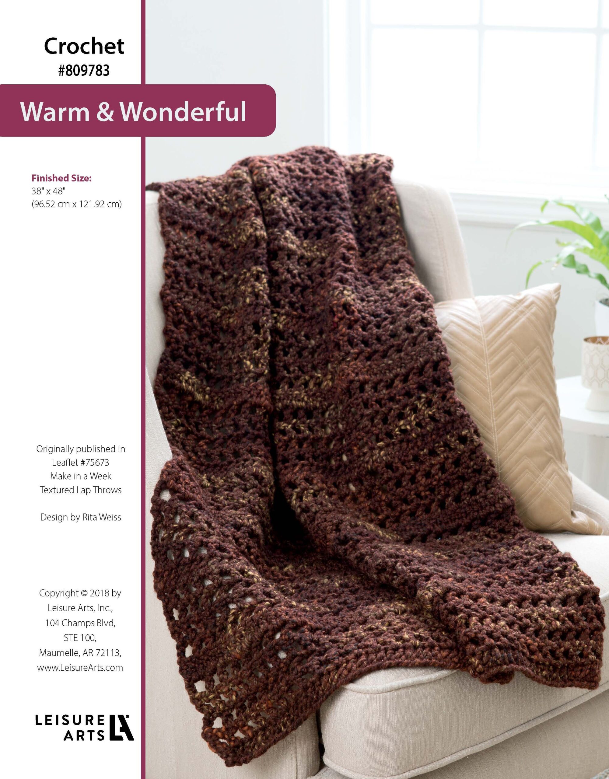 Leisure Arts Make in a Weekend Textured Lap Throws Warm Wonderful Crochet ePattern