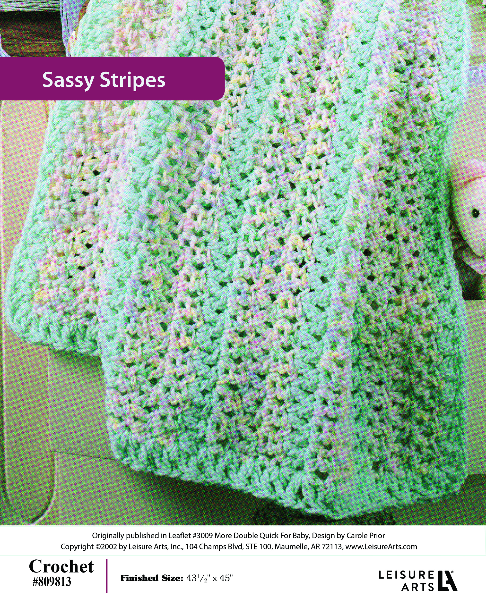 Leisure Arts ePattern Crochet Dbl Quick Afghan Sassy Stripes
