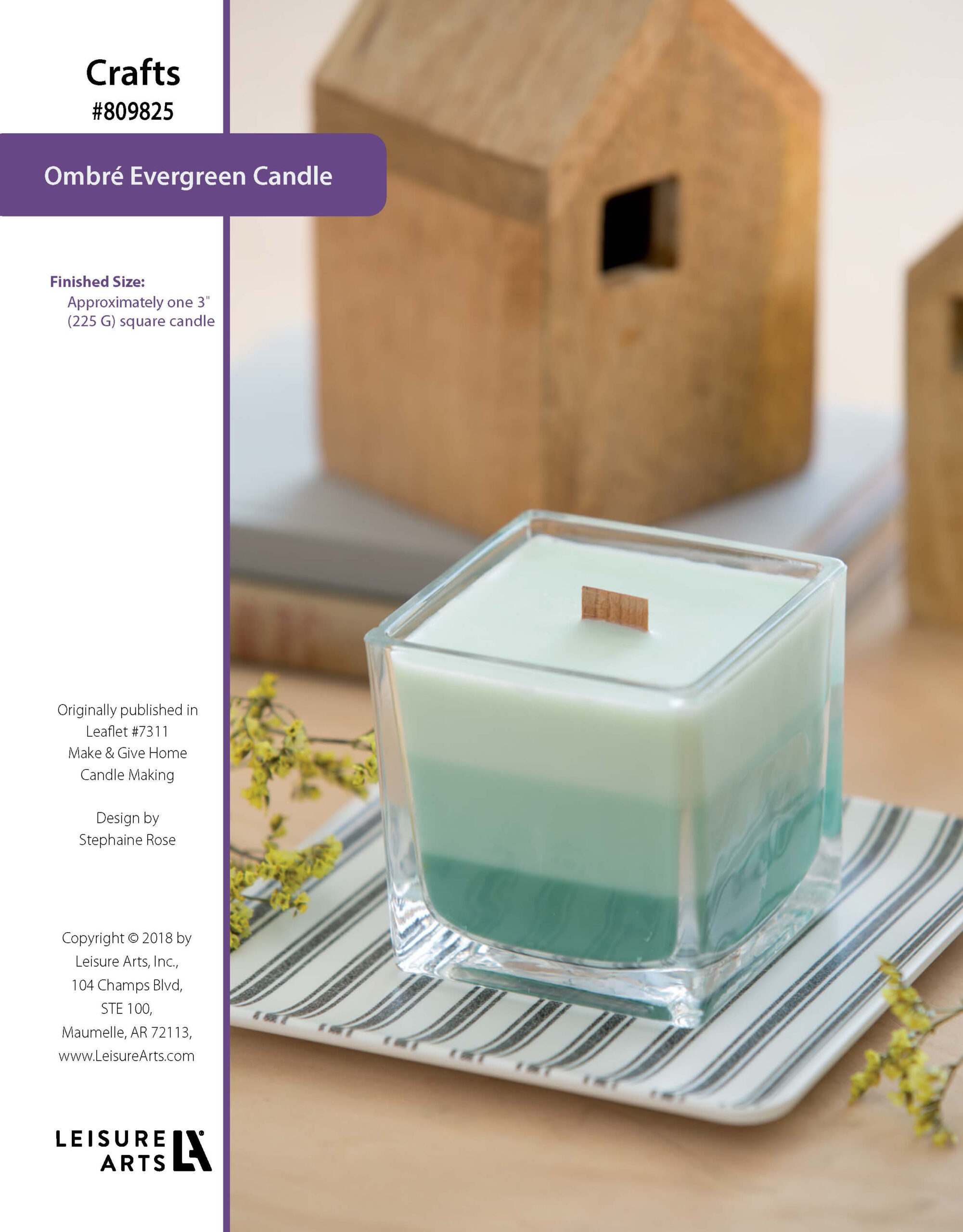 Leisure Arts Make Give Home Candle Making Ombre Evergreen Candle ePattern