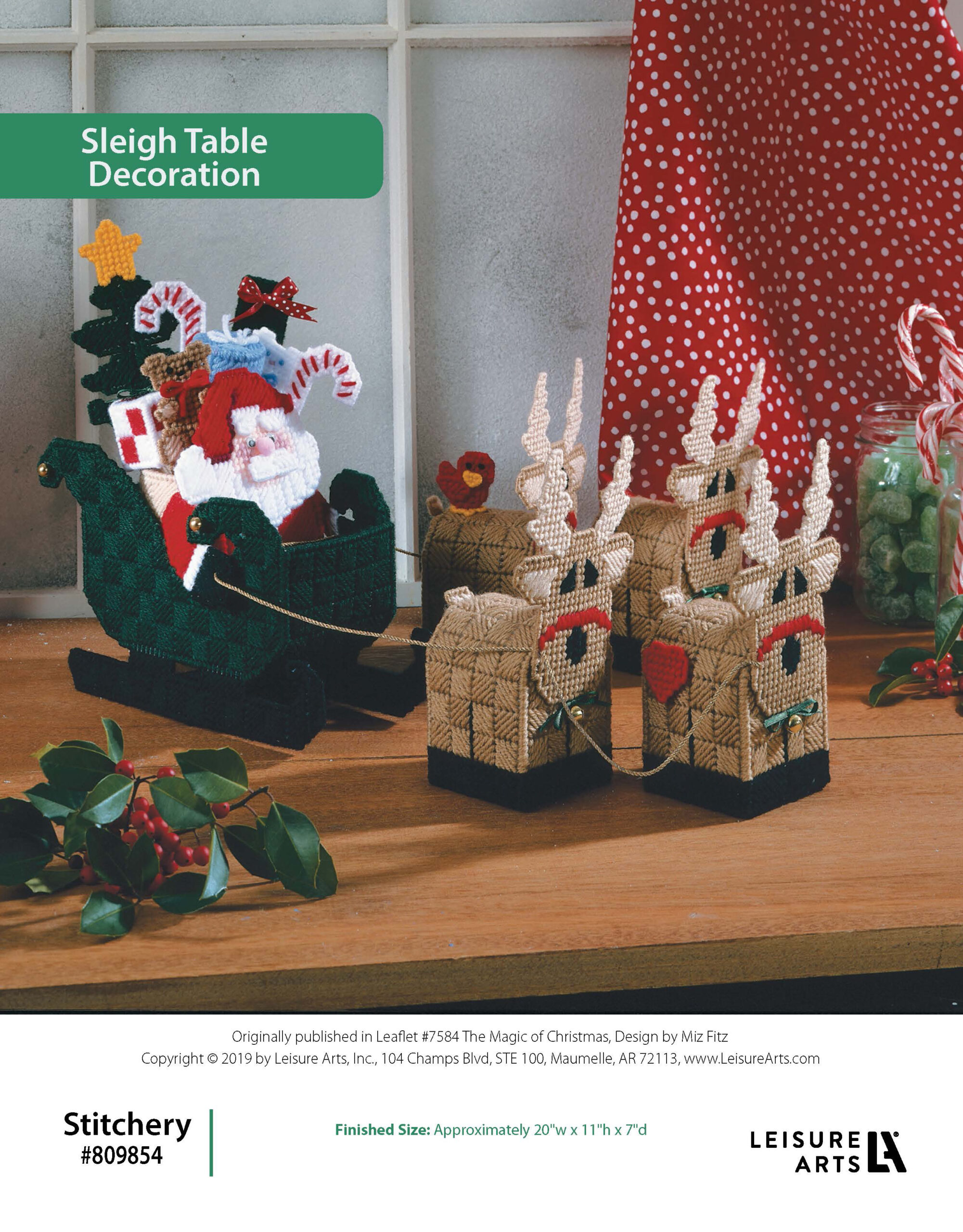 Leisure Arts The Magic Of Christmas Sleigh Table Decoration Plastic Canvas ePattern