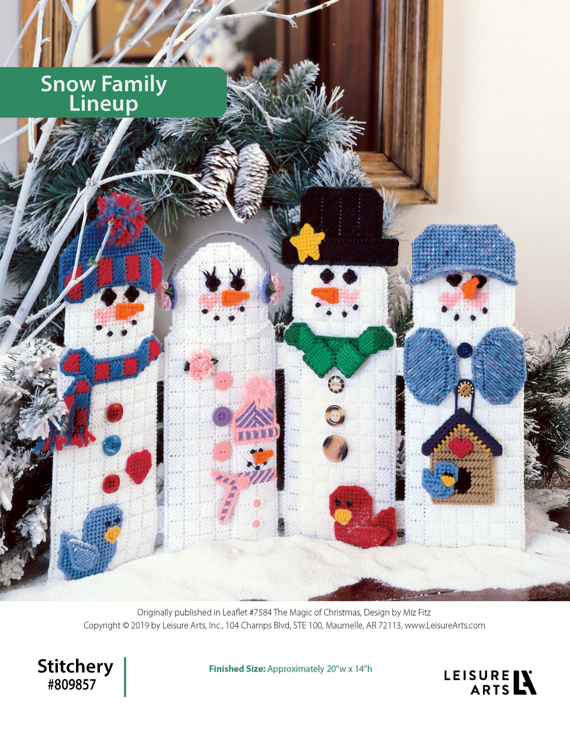 Leisure Arts The Magic Of Christmas Snow Family Lineup Plastic Canvas ePattern