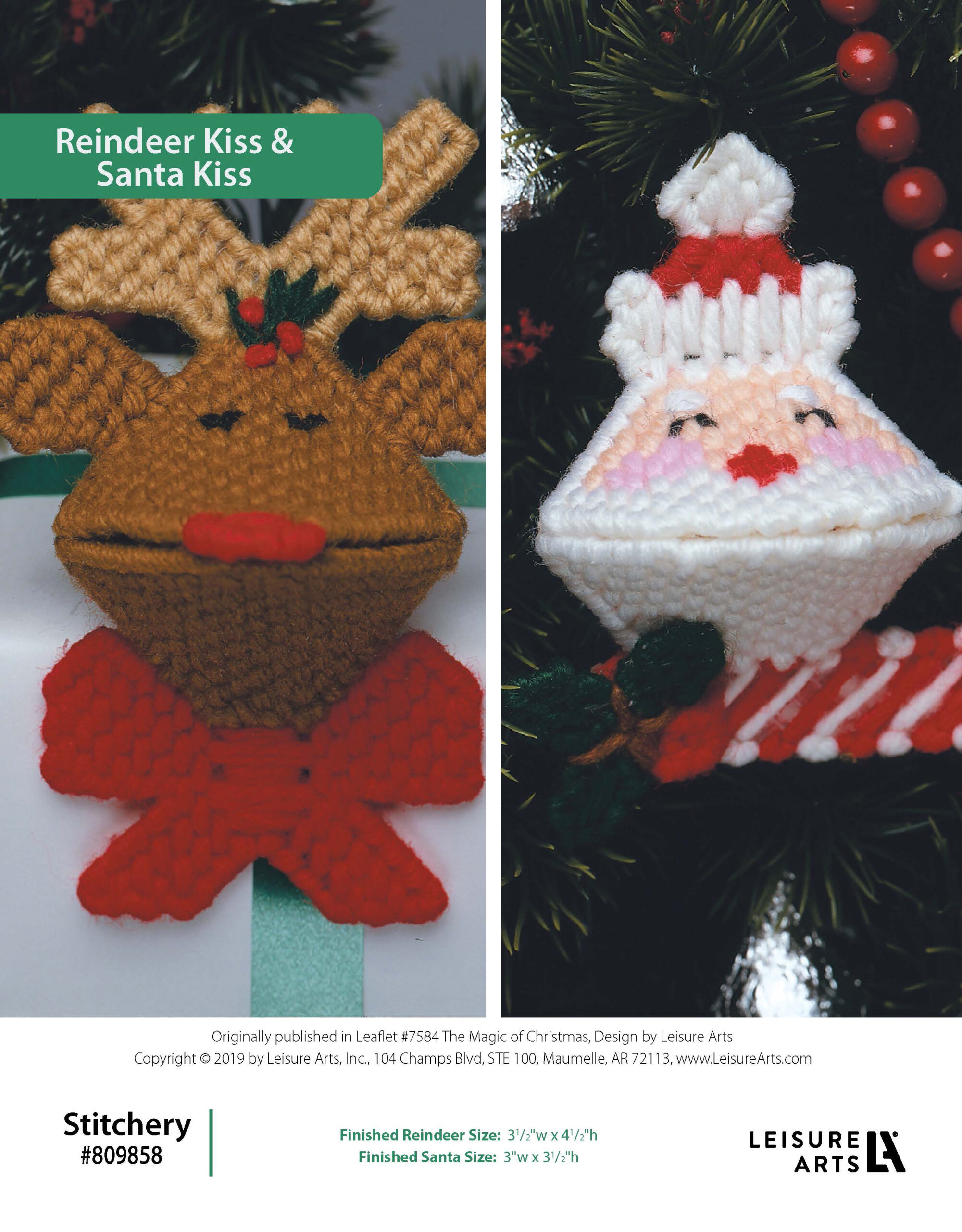 Leisure Arts The Magic Of Christmas Reindeer Kiss Santa Kiss Plastic Canvas ePattern