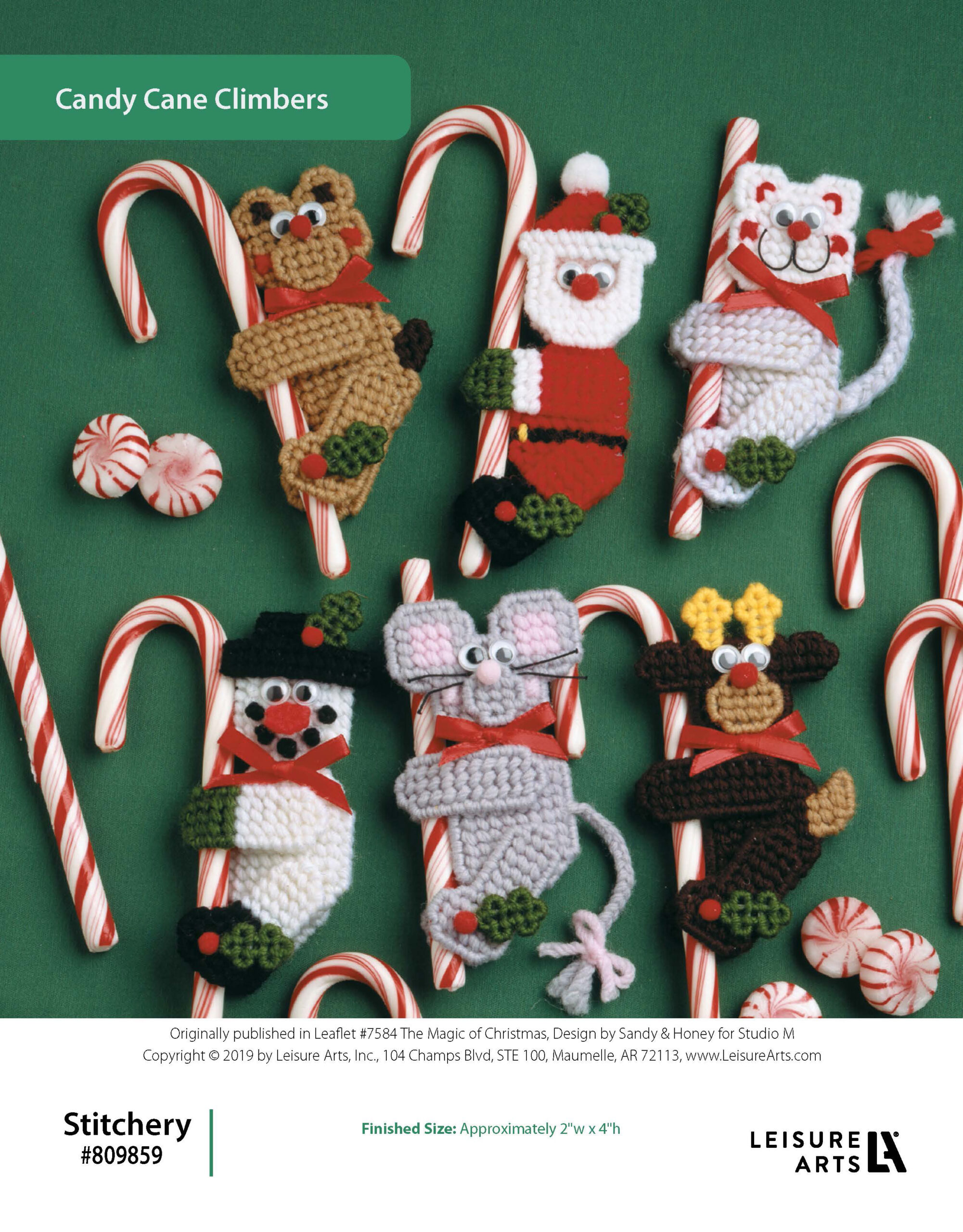 Leisure Arts The Magic Of Christmas Candy Cane Climbers Plastic Canvas ePattern