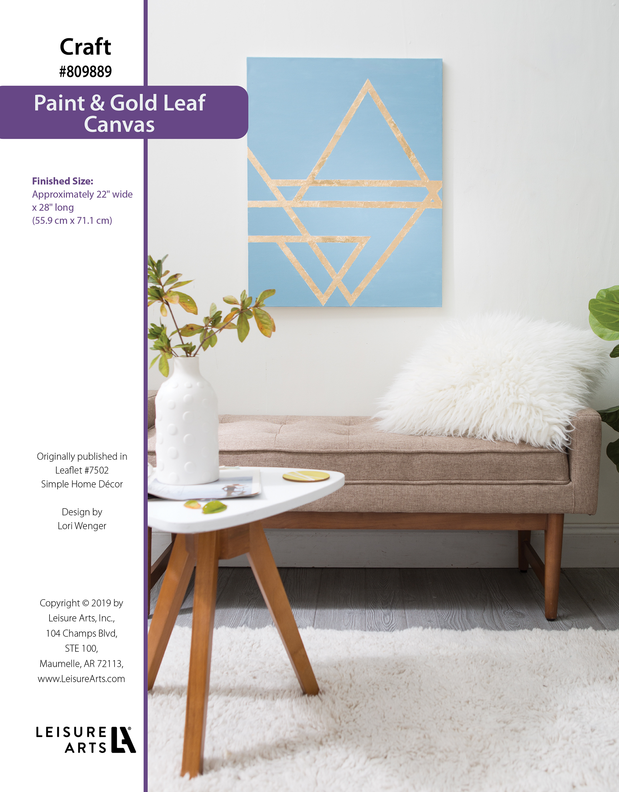 Leisure Arts ePattern Simple HD Paint Gold Leaf Canvas