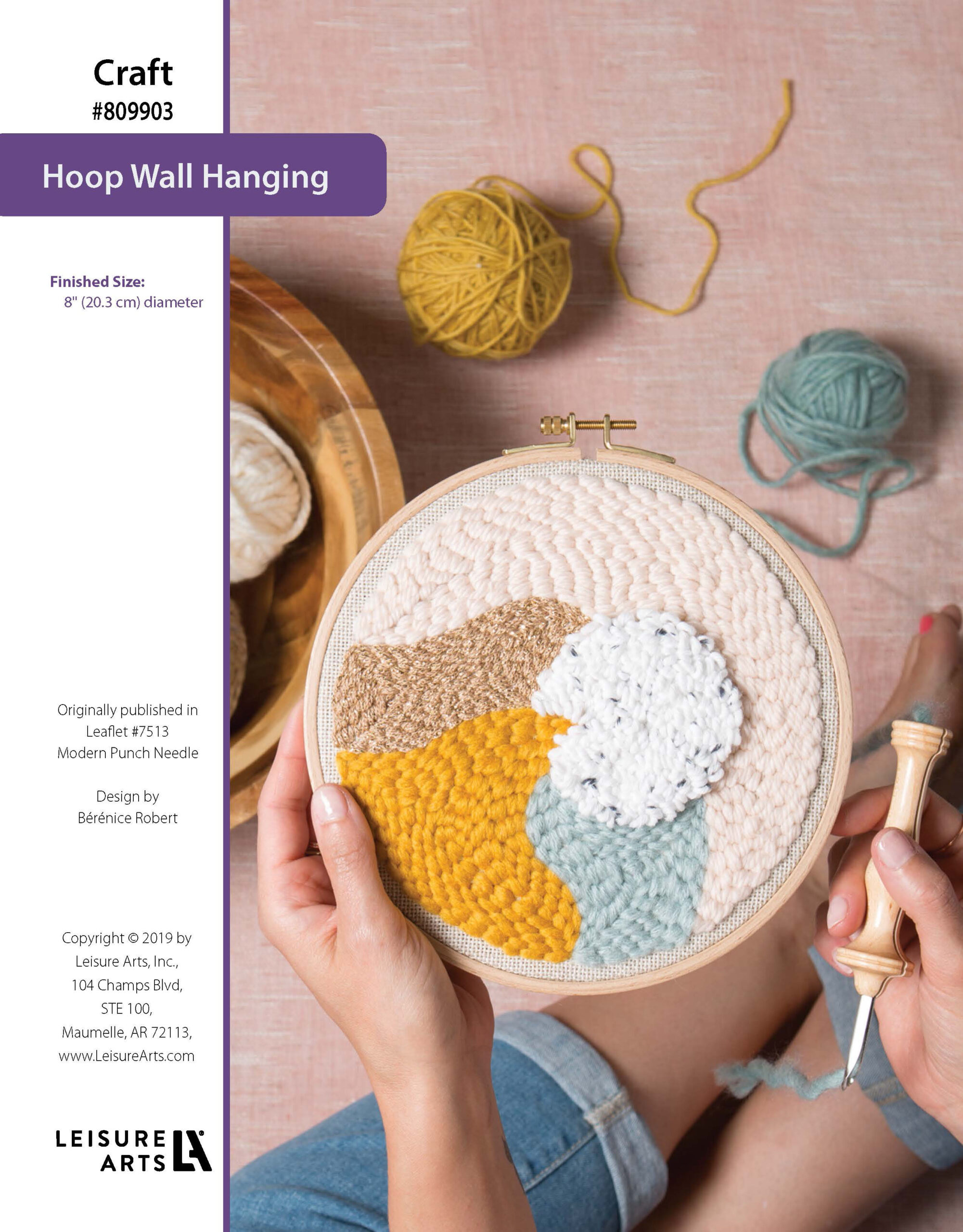 Leisure Arts Modern Punch Needle Hoop Wall Hanging ePattern