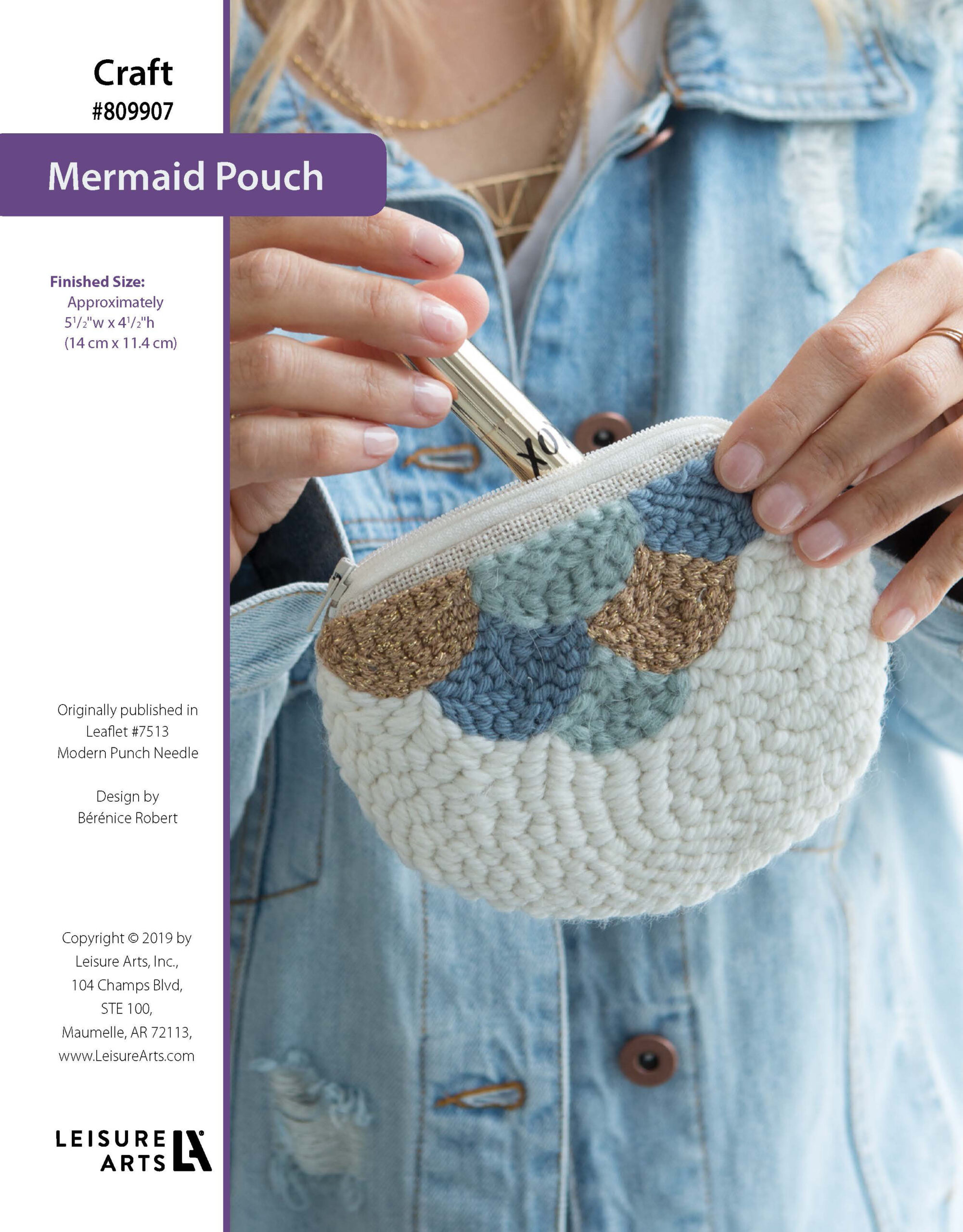 Leisure Arts Modern Punch Needle Mermaid Pouch ePattern