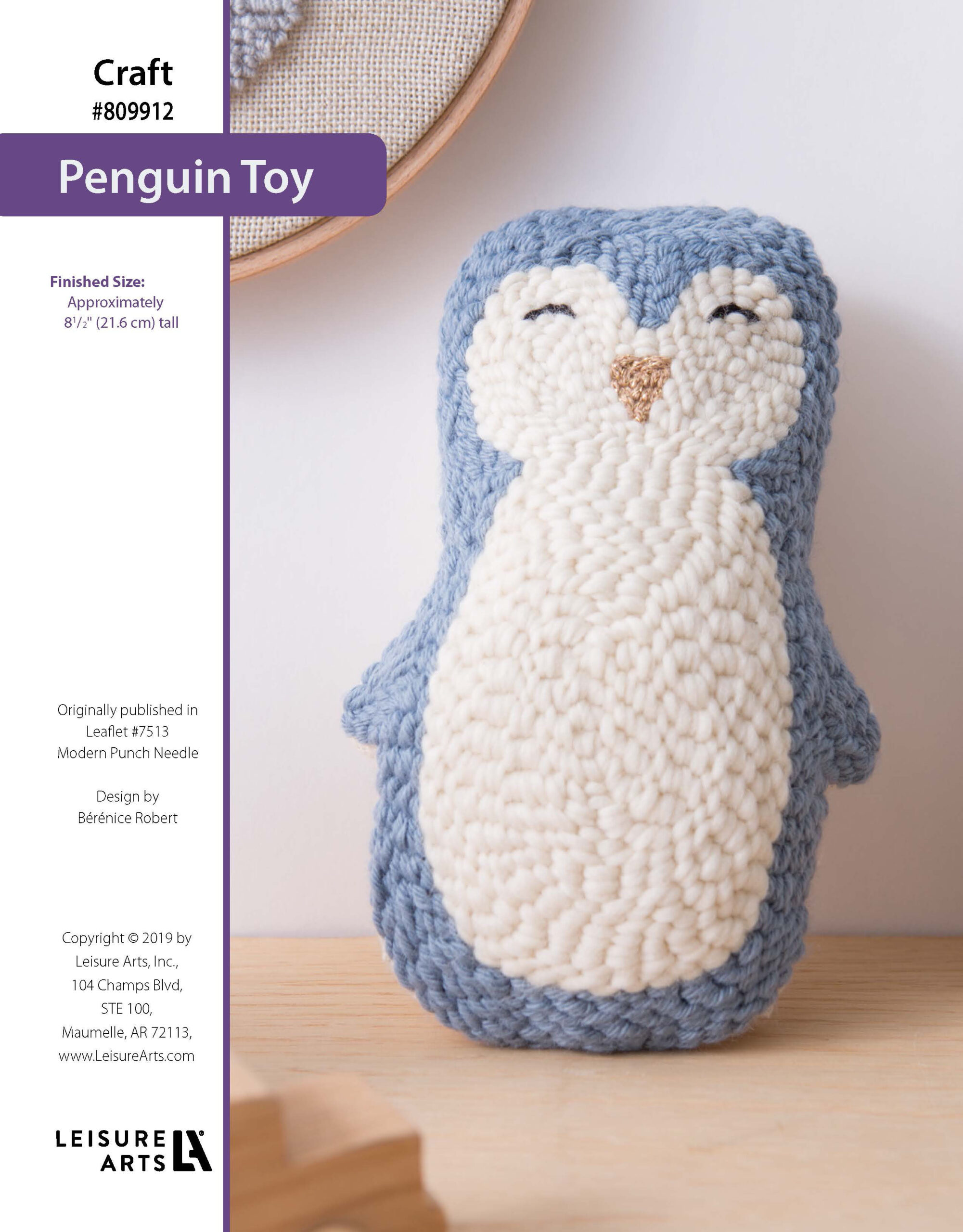Leisure Arts Modern Punch Needle Penguin Toy ePattern