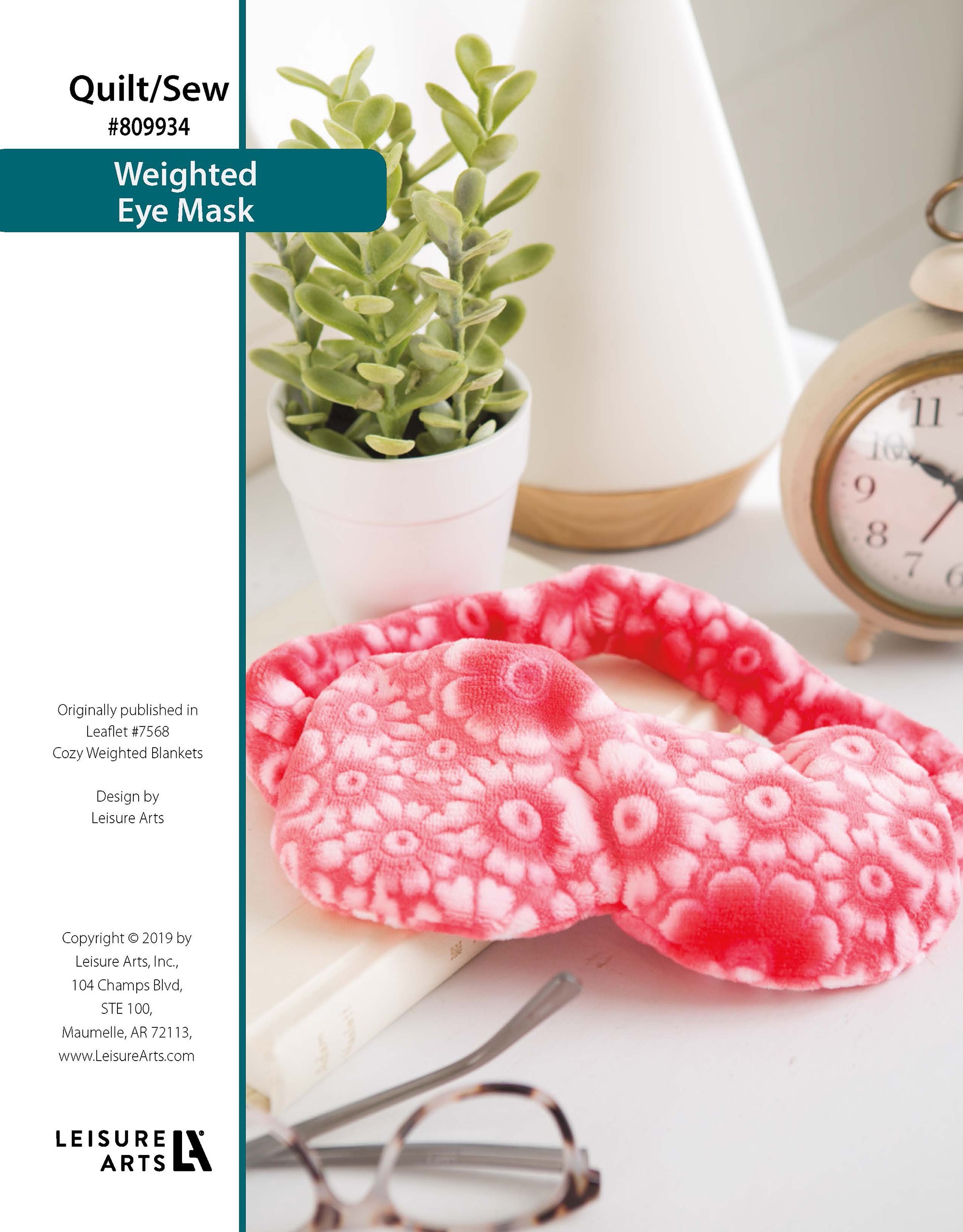 Leisure Arts Cozy Weighted Eye Mask Quilting Sewing ePattern