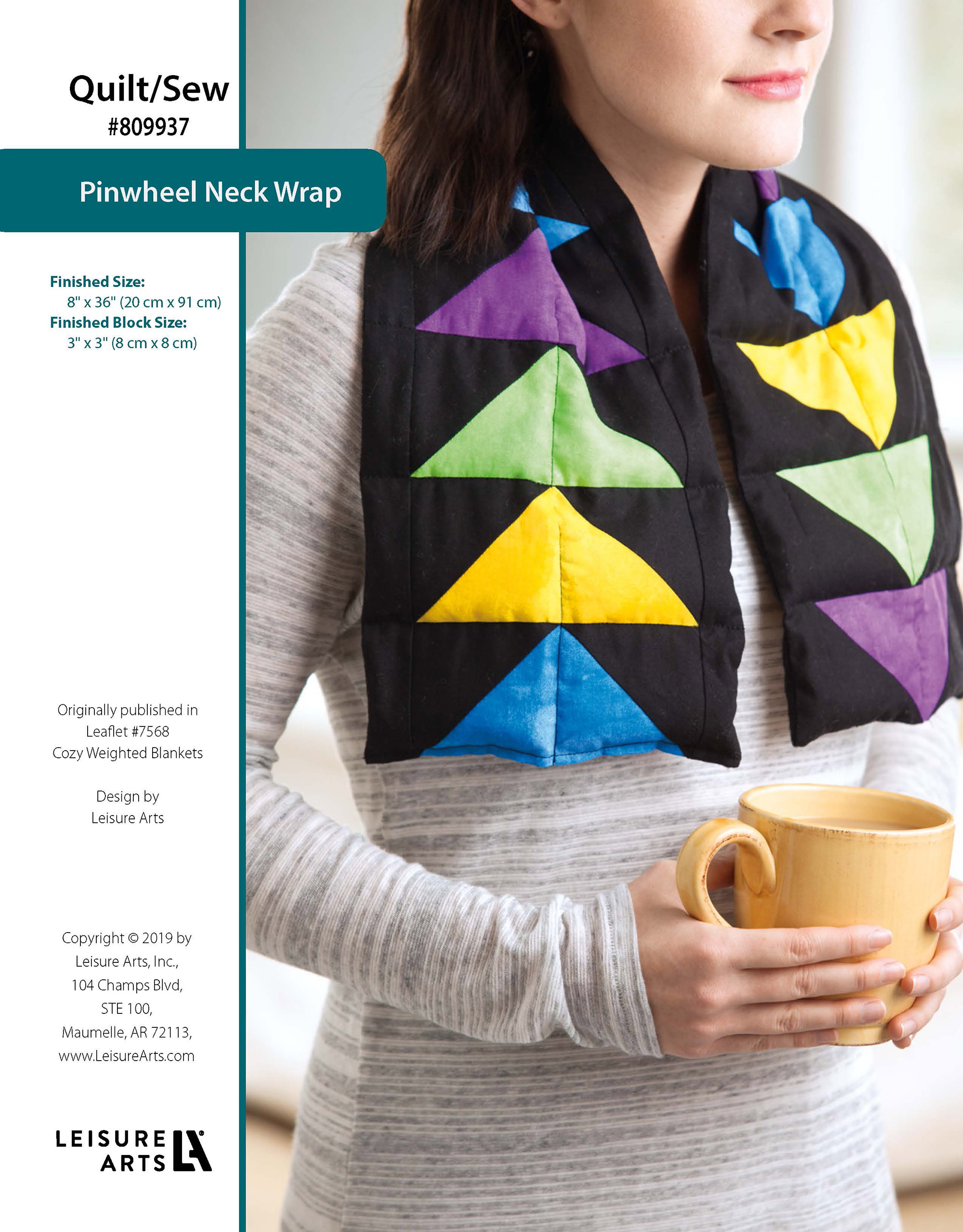 Leisure Arts Cozy Weighted Pinwheel Neck Wrap Quilting Sewing ePattern