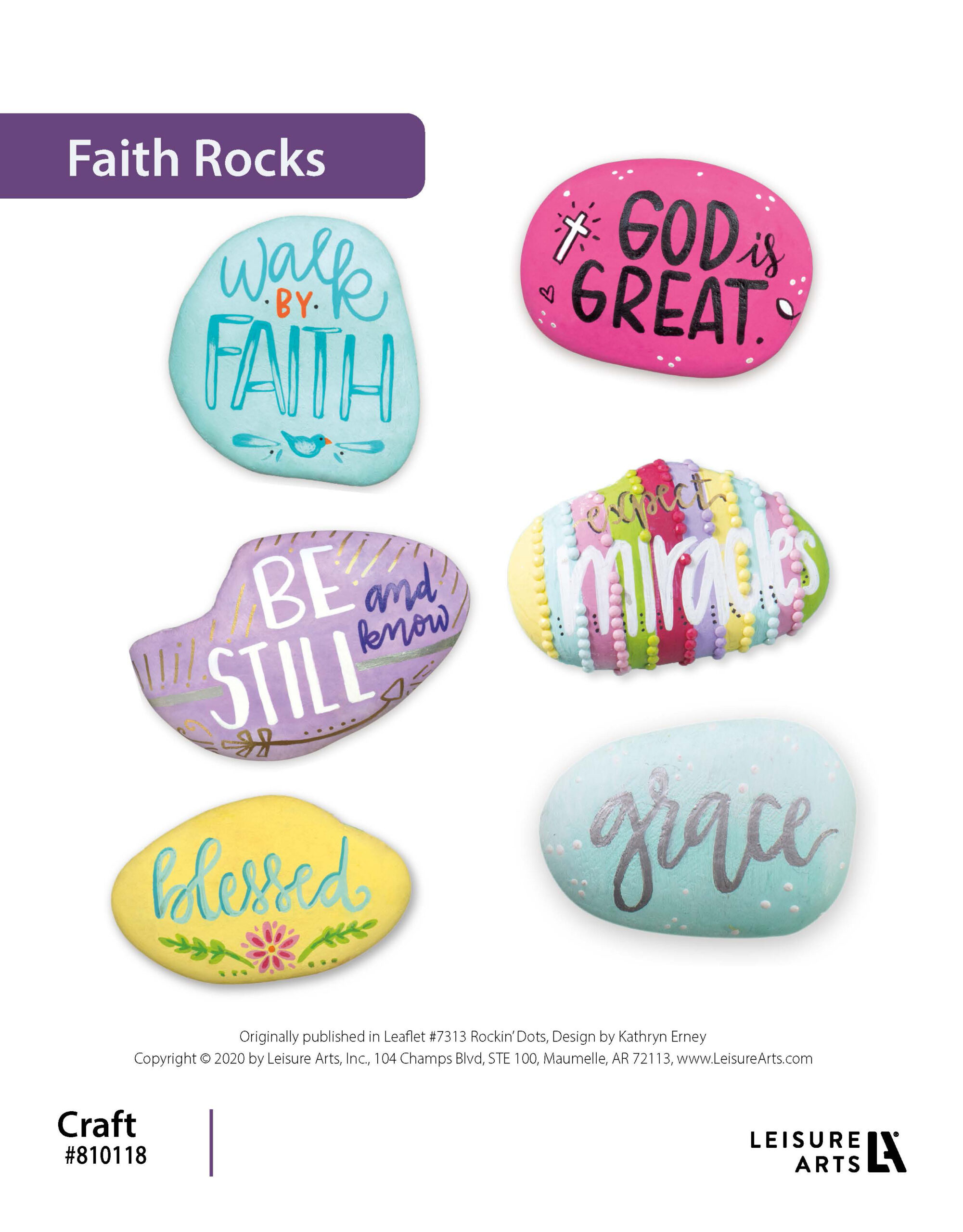 Leisure Arts ePattern Rockin Dots Painting Dotting Faith Rocks