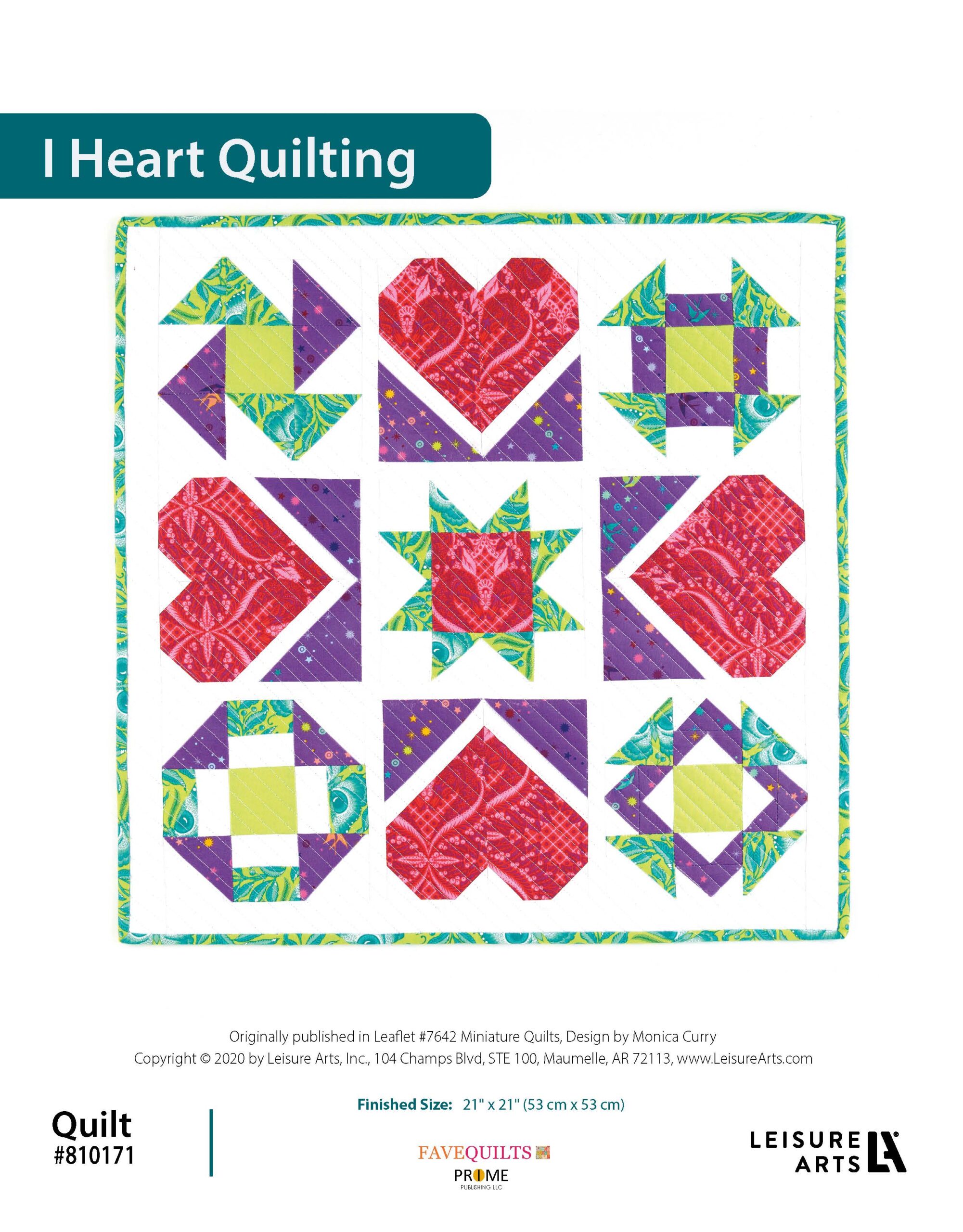 Leisure Arts Miniature Quilts I Heart Quilting ePattern