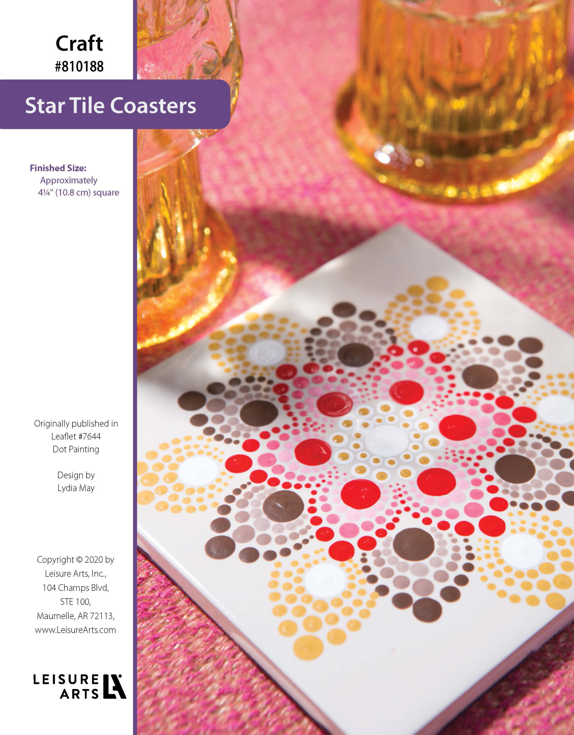Leisure Arts Dot Painting Star Tile Coaster ePattern