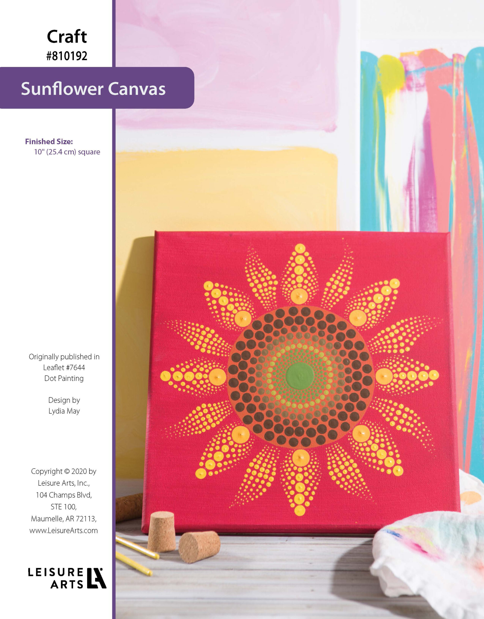 Leisure Arts Dot Painting Sunflower Canvas ePattern