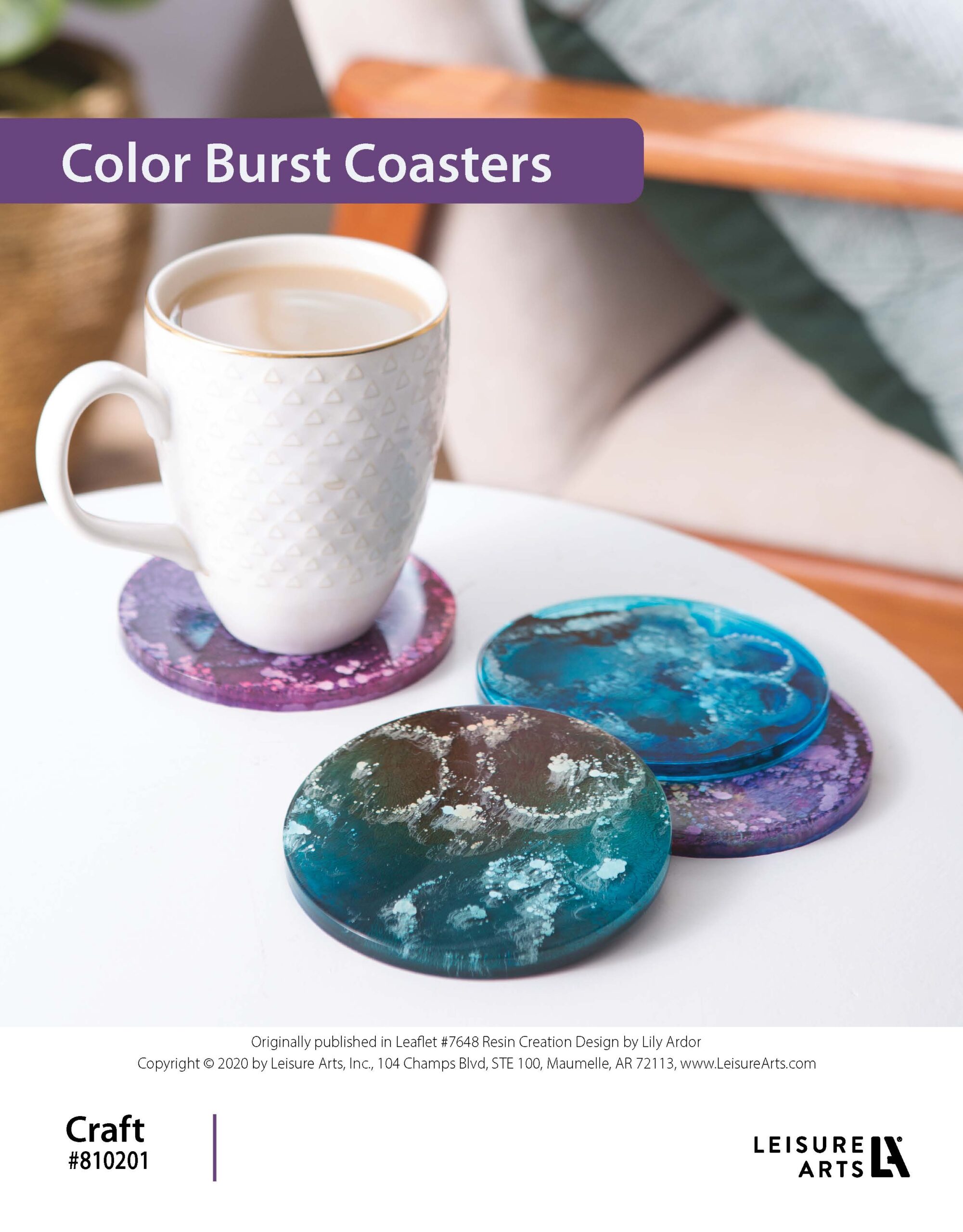 Leisure Arts Resin Creation Color Burst Coasters ePattern