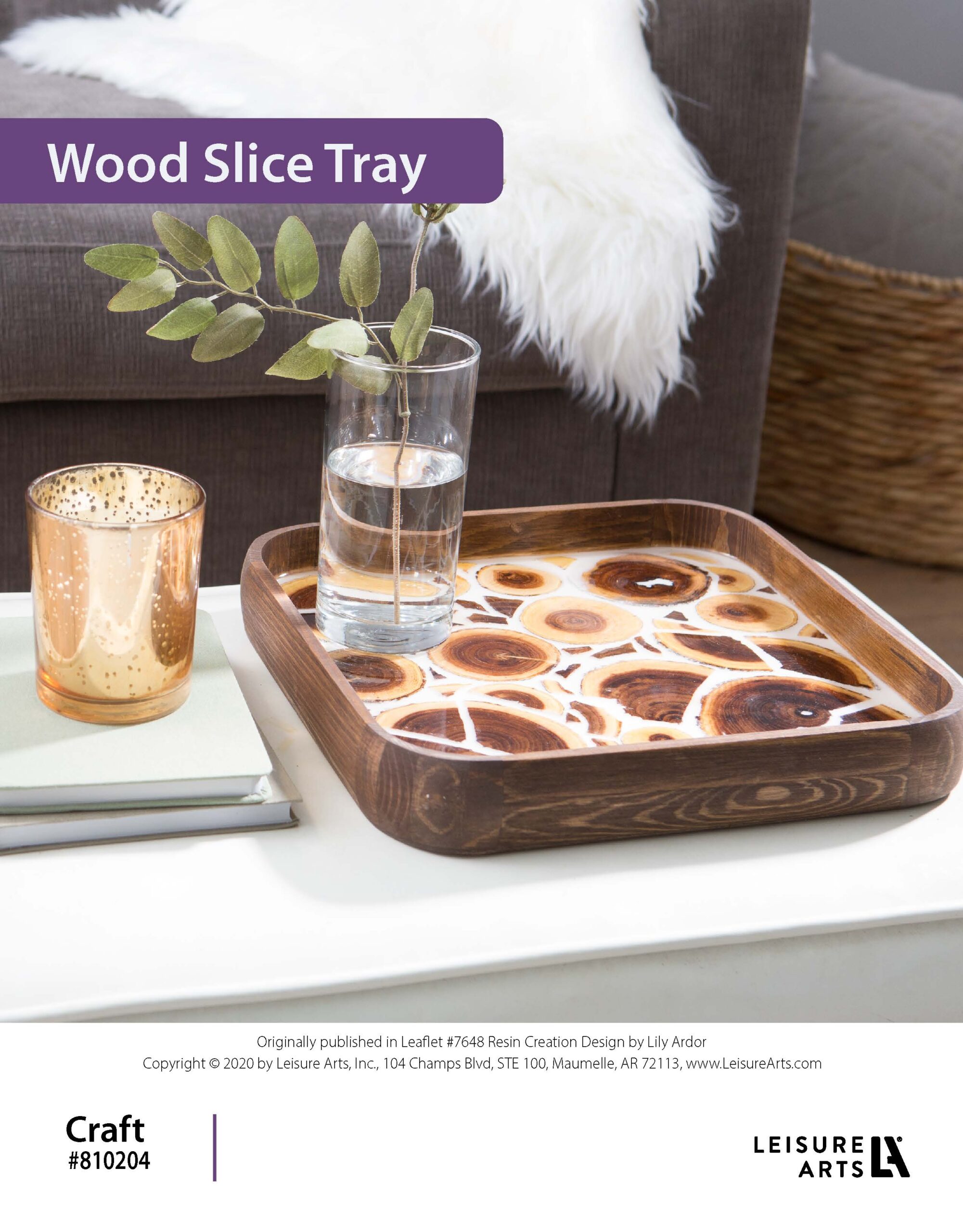 Leisure Arts Resin Creation Wood Slice Tray ePattern