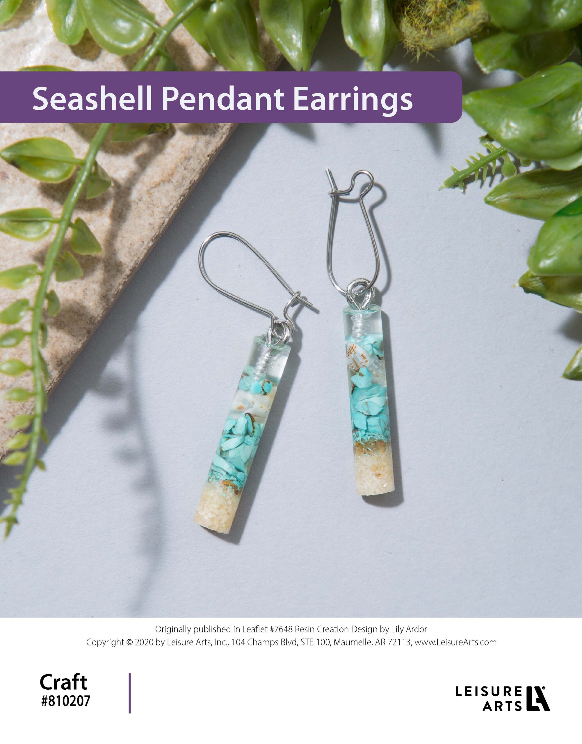 Leisure Arts Resin Creation Seashell Pendant Earrings ePattern