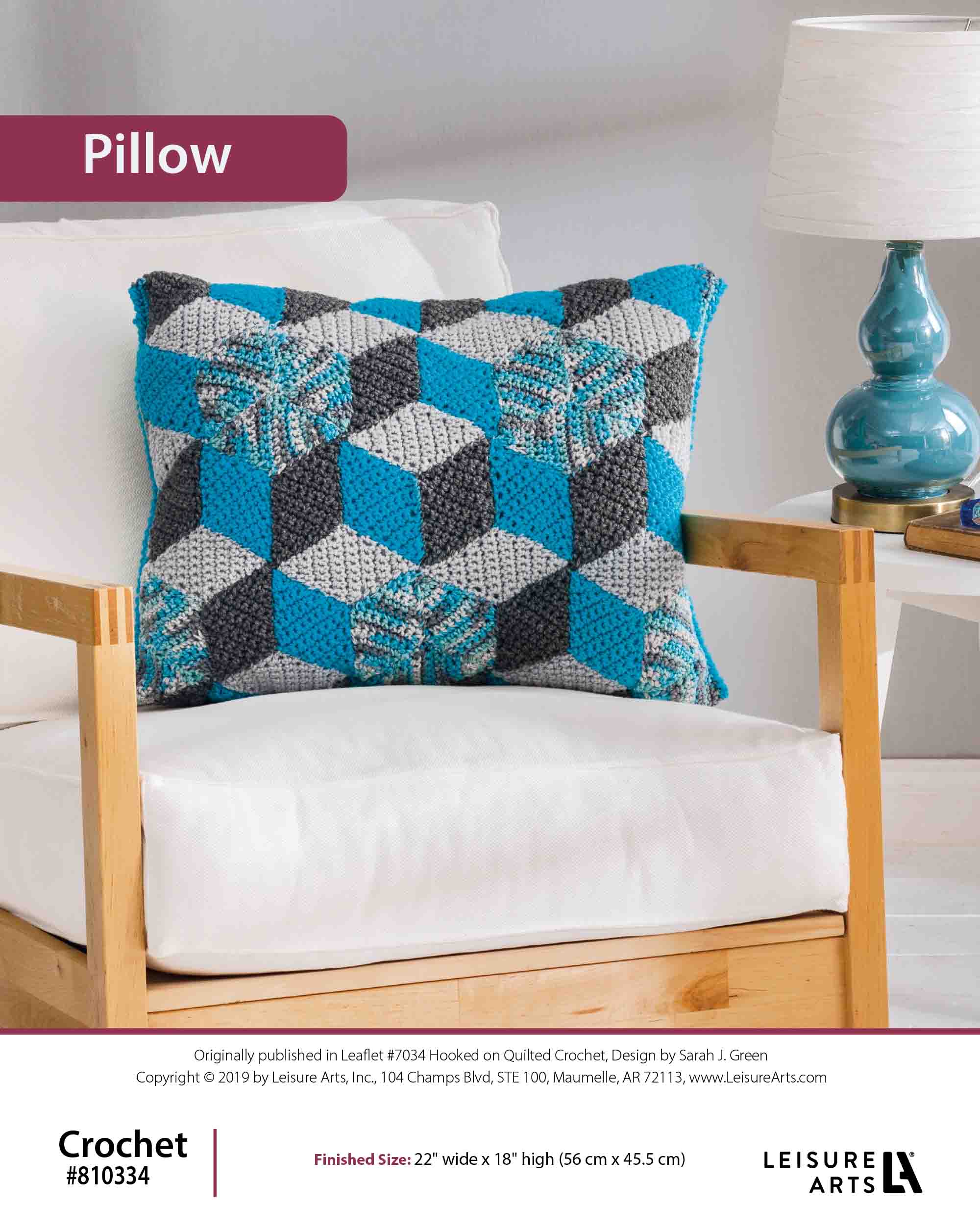 Leisure Arts Hooked On Quilted Crochet Pillow ePattern