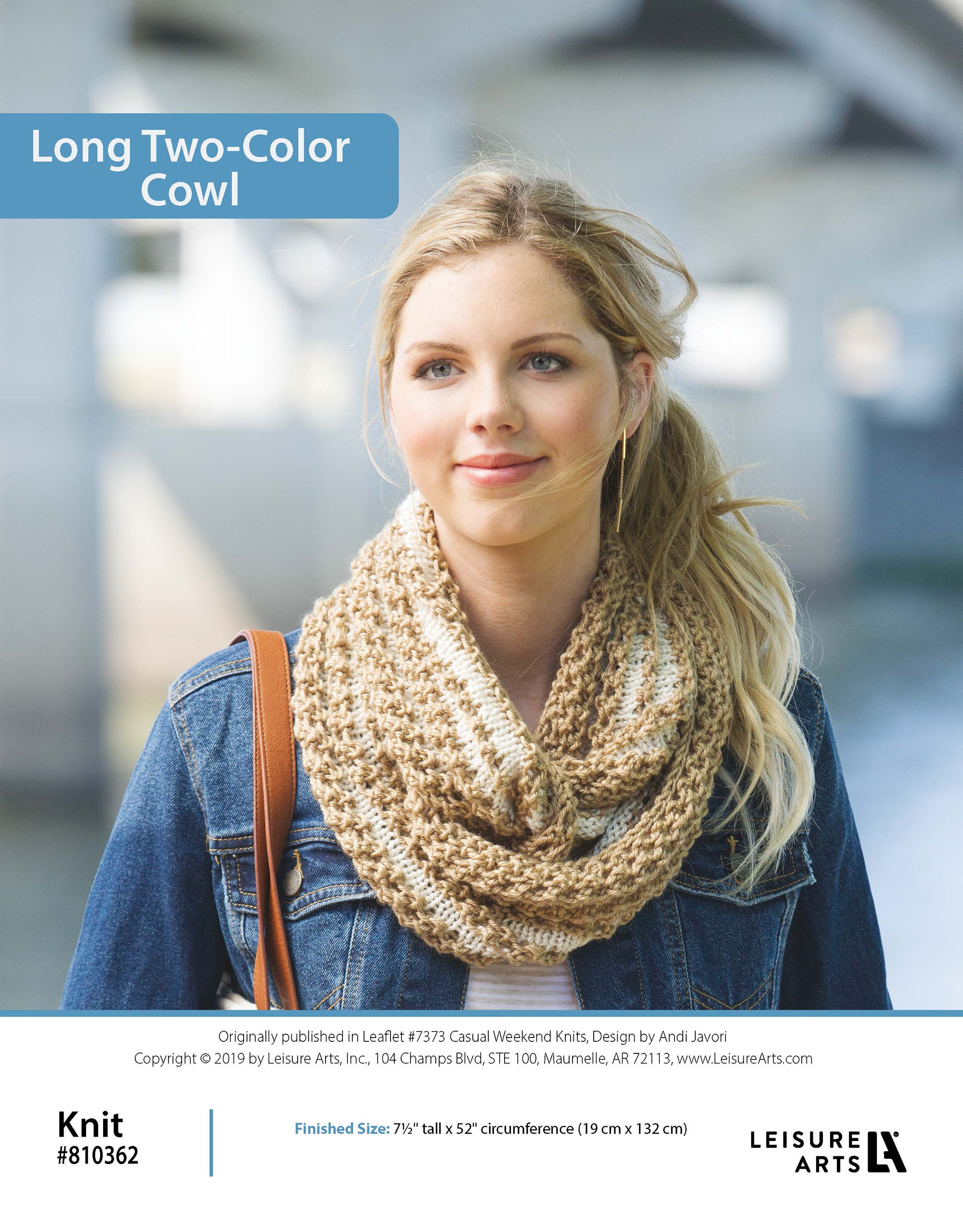 Leisure Arts Casual Weekend Knits Long TwoColor Cowl ePattern