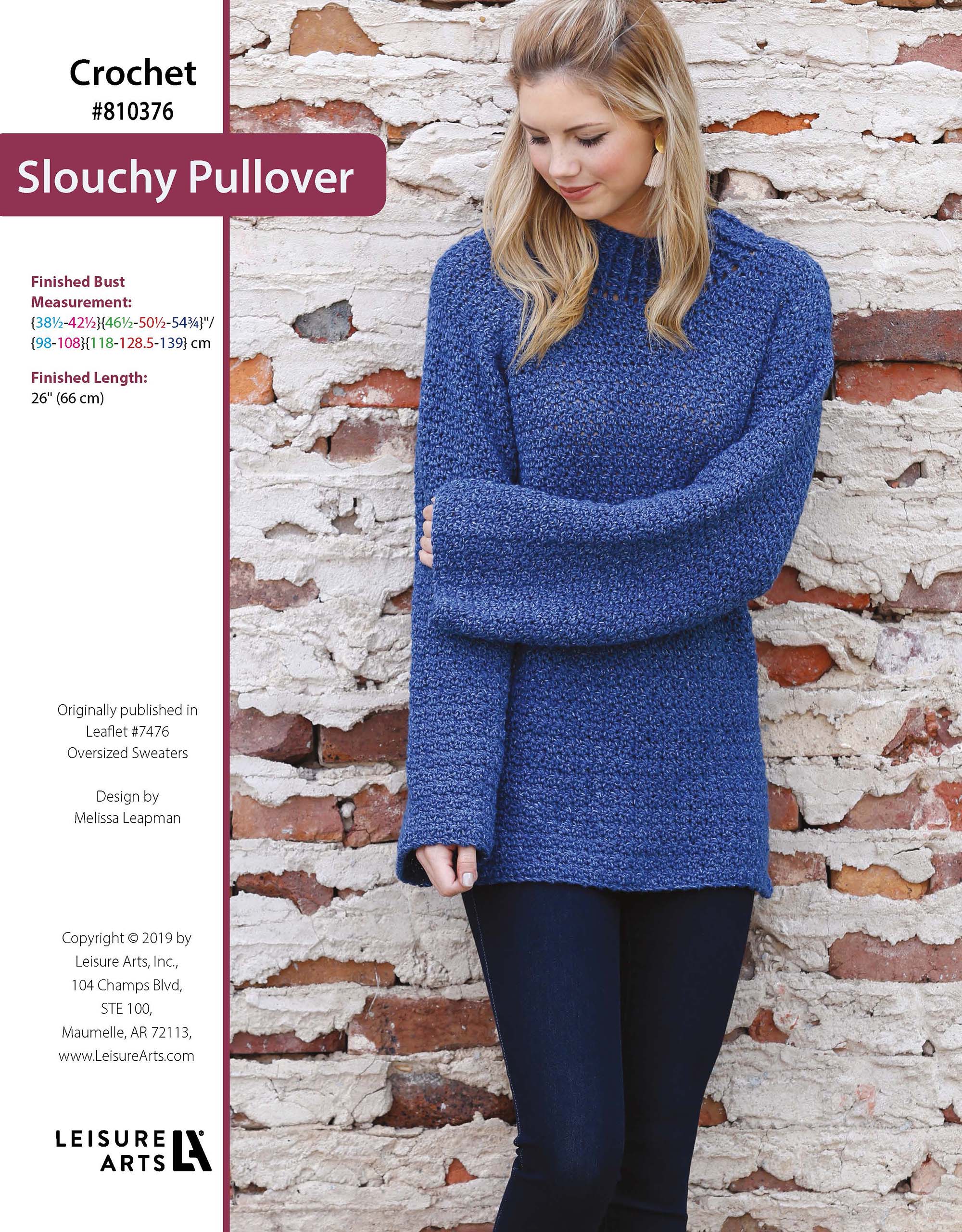 Leisure Arts Oversized Sweaters Slouchy Pullover Crochet ePattern