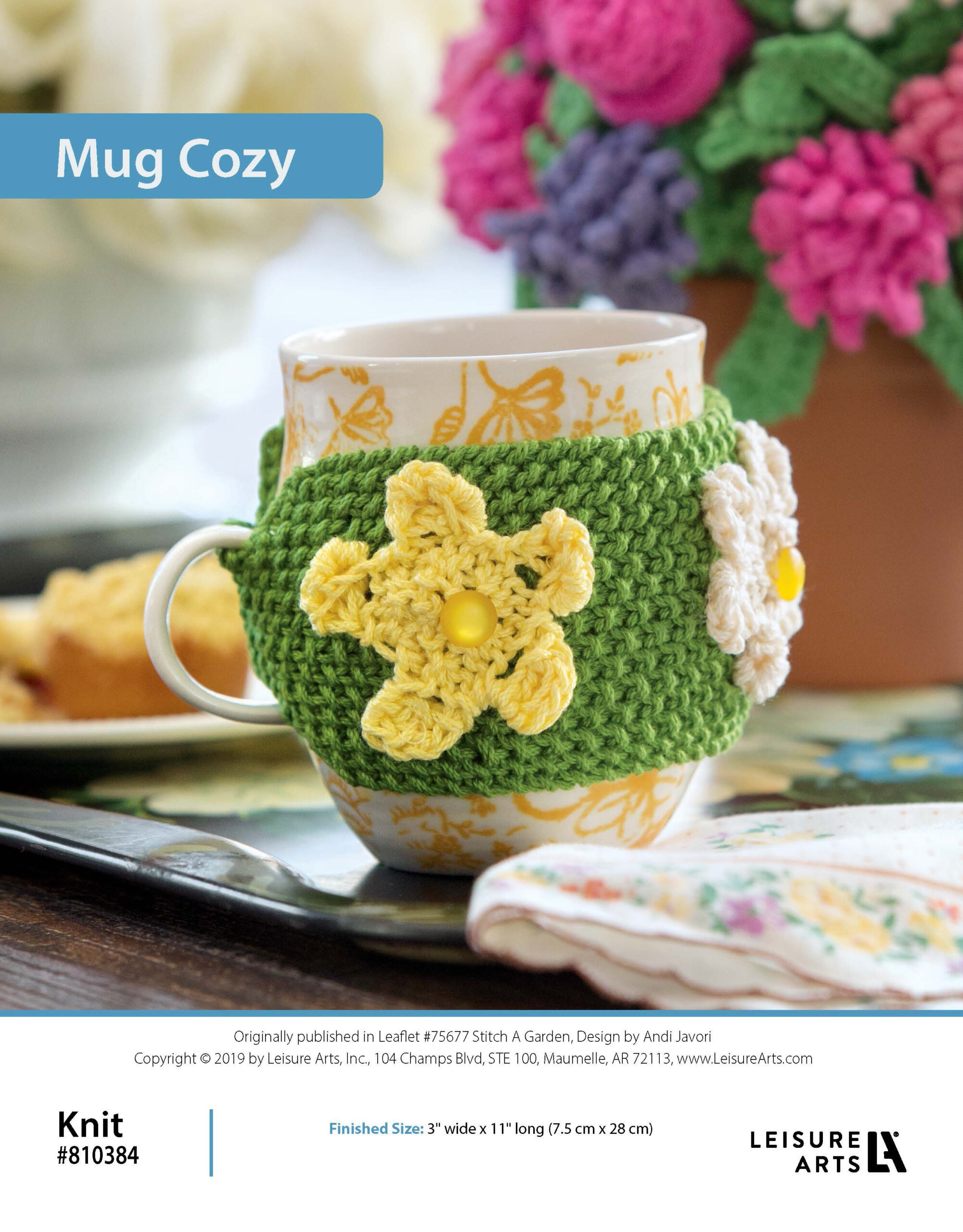 Leisure Arts Stitch A Garden Mug Cozy Knit ePattern