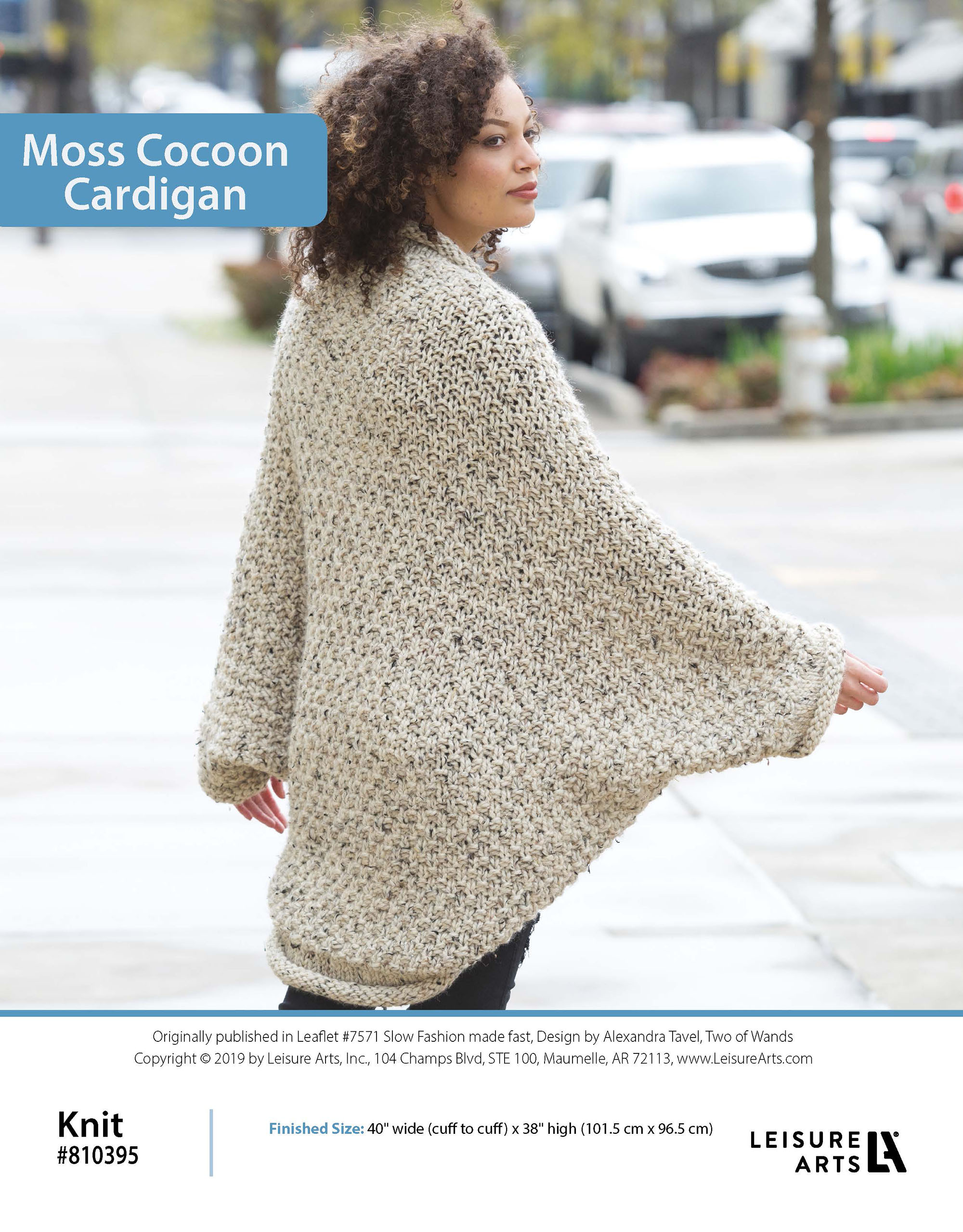 Leisure Arts Slow Fashion Made Fast Moss Cocoon Cardigan Knit ePattern